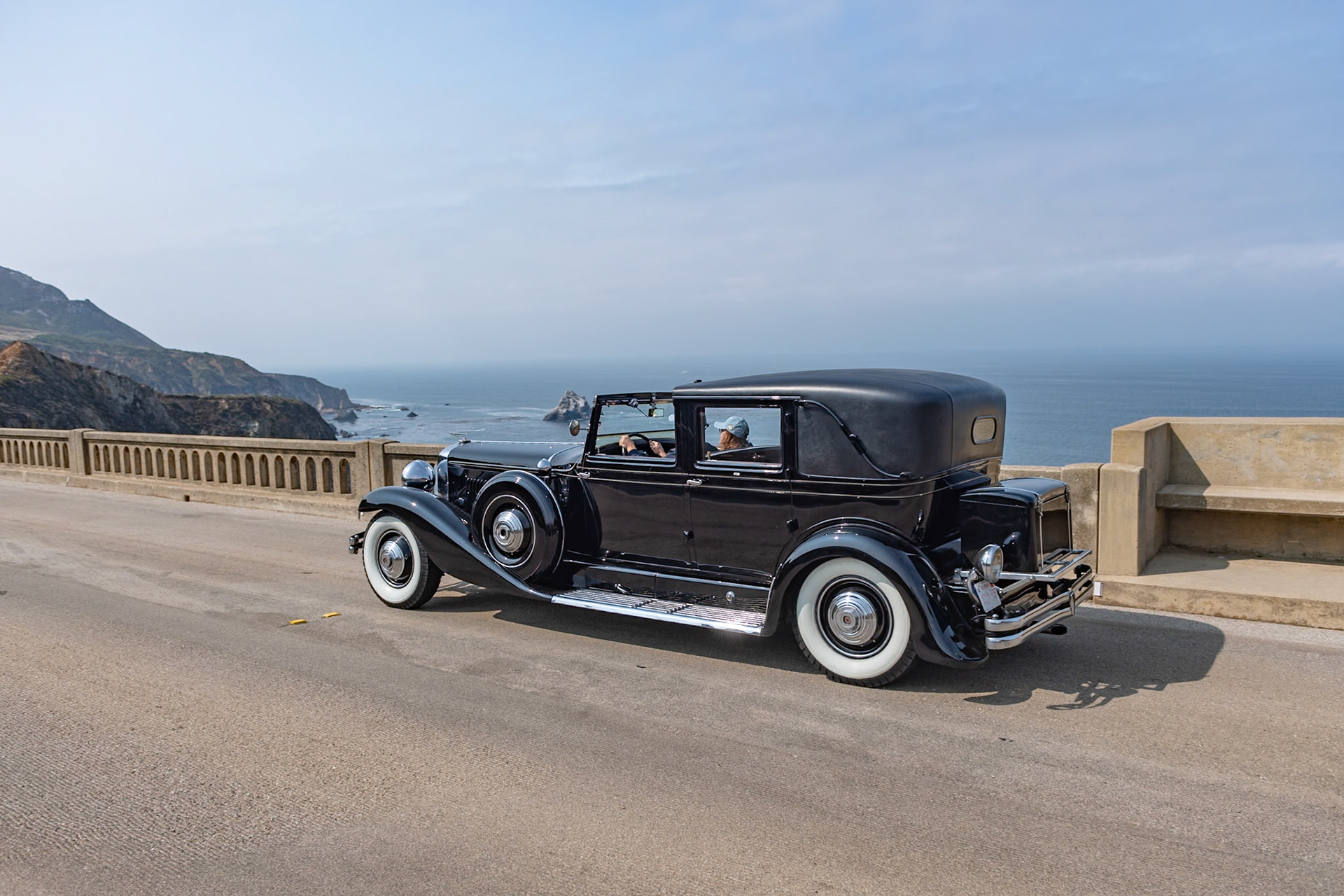 This Duesenberg Model J Berline (J374) has Rollston’s open-front, town car coachwork. Rollston bodied some of the finest American marques during the 1930s, including 57 bodies created for the Duesenberg Model J and JN chassis. This Duesenberg has the skirted fenders and 17-inch wheels typical of the mid-1930s trend toward a more streamlined look. Rollston’s design used the length of the chassis to make a perfectly proportioned automobile on both the outside and inside, which features beautiful inlaid wood panels. Purchased new by a Chicago banker, this car was sold in 1942 to its next owner, and in 1959 to the Snyder family, with whom it still resides today. This is a very original, low-mileage example of a formal-bodied Model J Duesenberg and it has won the Snyder family many awards over the last 60 years.