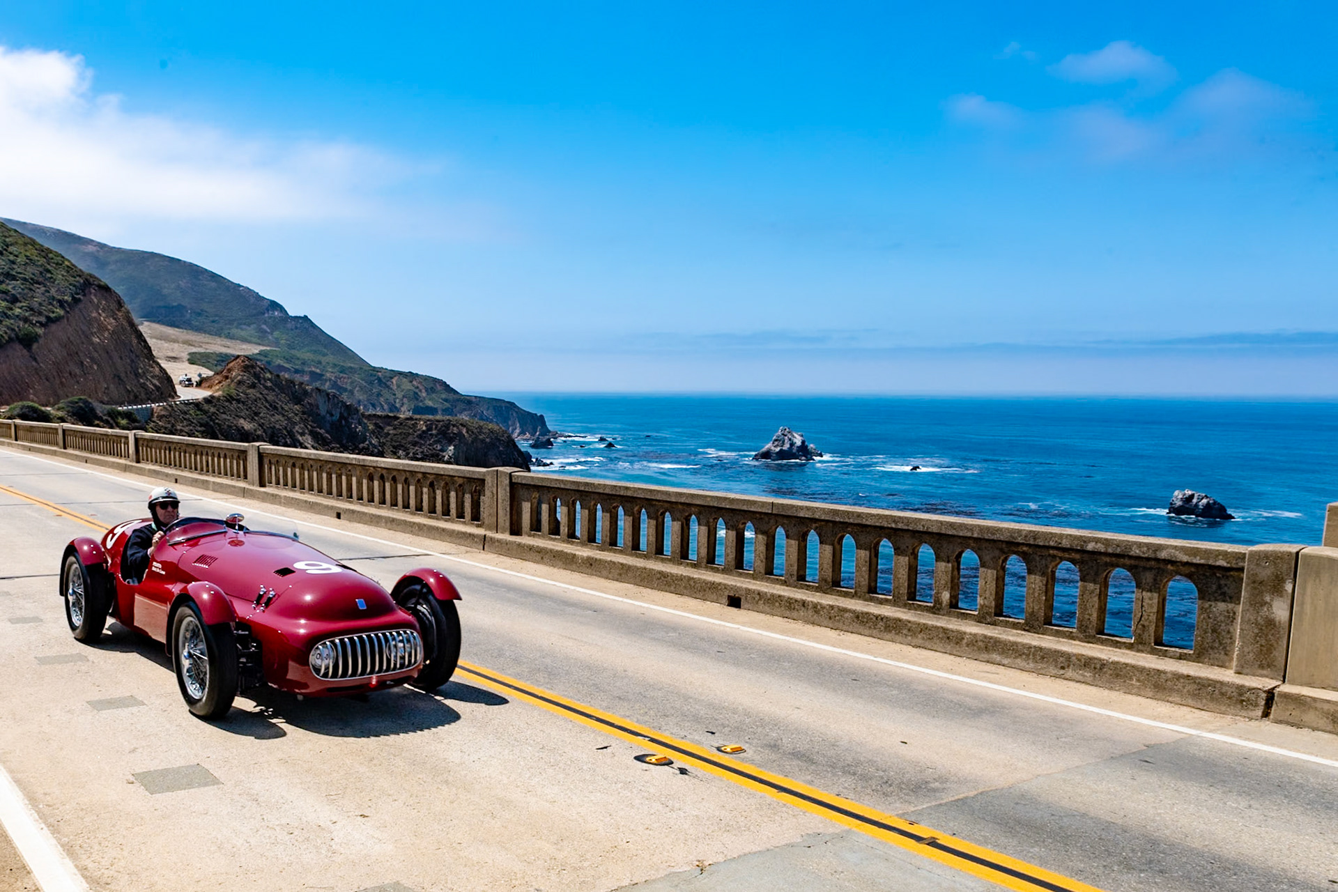 Enrico Nardi achieved notice in the late 1930s as a racing car designer, constructor, and driver after piloting the first of Enzo Ferrari’s cars, the Auto Avio Construzioni Tipo 815 Spider, at the Mille Miglia in 1940. His association with Ferrari continued after World War II when he worked on the Ferrari 166 MM. In late 1947, Nardi joined with Renato Danese to establish a workshop on the Via Vincenzo Lancia in Turin where they could build racing cars and prototypes for other customers. They also began to construct their own cars for the Mille Miglia and Targa Florio, utilizing Alfa Romeo 6C 2500 engines. This car ran in both of these races in 1948 and 1949, although it failed to finish them. It left Italy in 1950 destined for its first American owner, Perry Fina of New York, who campaigned the car in races at Palm Beach, Bridgehampton and Watkins Glen. The current owner purchased the car in 1997 and has continued to race it in vintage events.