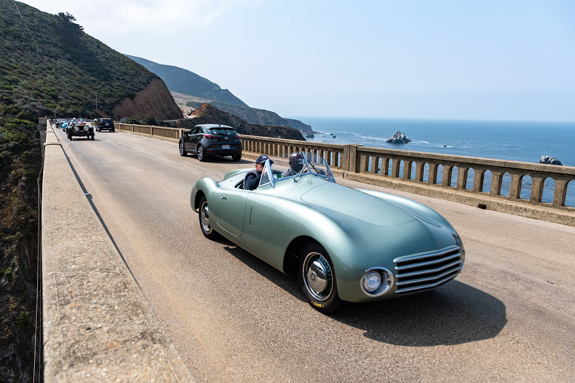 The first Fiat 508 C, introduced in 1937, was a small family saloon powered by a 1,089 cc 4-cylinder overhead-valve engine. Using that rather diminutive prewar chassis, this unique little Fiat 1100 C Barchetta was the first car designed and built by Pietro Frua for his Carrozzeria Frua. It had its world premiere at the 1947 Concorso di Como Coppa Villa d’Este and, after winning second in class, was described in glowing terms in contemporary press reports. For the next three years, the car passed among a series of owners in Turin, but in 1950 it was sold to a Mr. Monti in Pavia, a town south of Milan, who retained the one-off sports car for the next 33 years. Then, after several more Italian owners, its current custodian entered it in the Mille Miglia Storica in 2016, just prior to its restoration back to its original color. He returned with the car to the Concorso d’Eleganza Villa d’Este in 2017, 70 years after making its concours debut.