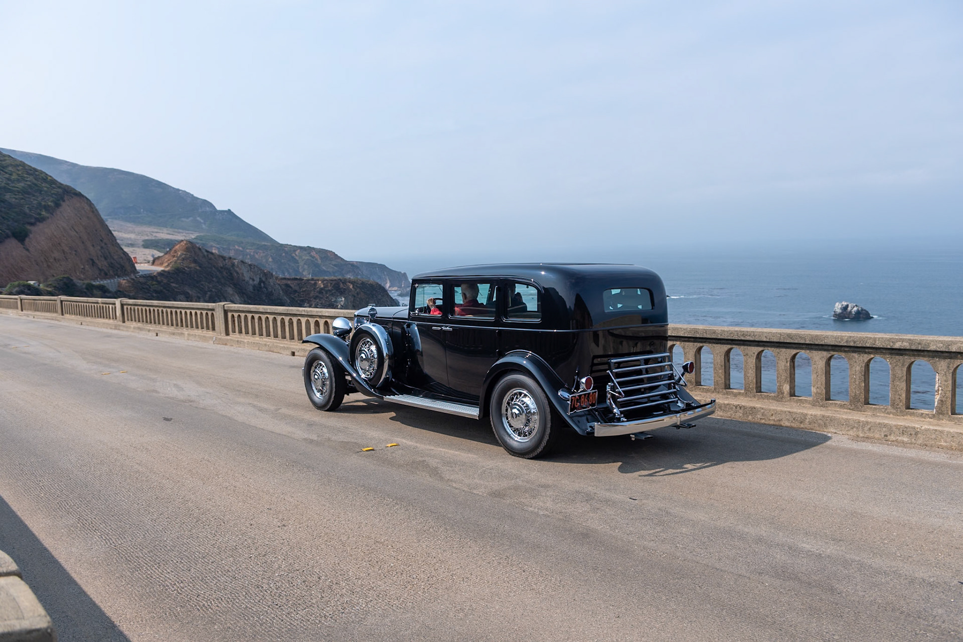 The Marmon V16 engine was first seen at the Chicago Auto Show in November 1930, but due to production delays, the new Marmon Sixteens were not delivered until April of the following year—at the beginning of the Great Depression. Billed as “The World’s Most Advanced Motor Car,” it was a serious competitor to Cadillac’s V-16, which had gone on sale the year before. The new all-aluminum power plant was an engineering marvel as well as a work of art, earning Howard Marmon the annual design achievement award from the Society of Automotive Engineers. The 8-liter, overhead valve, 16-cylinder engine delivered 200 bhp, and a typical V16 with saloon body was capable of driving at over 95 mph. Unfortunately, given the economic downturn, few people could afford this $5,000 luxury automobile, so fewer than 400 cars were produced, and in 1933 the Marmon Motor Car Company went into receivership. This Sixteen is one of around 70 Marmons that have survived. It has just been restored by its multiple-Marmon-owning owner.