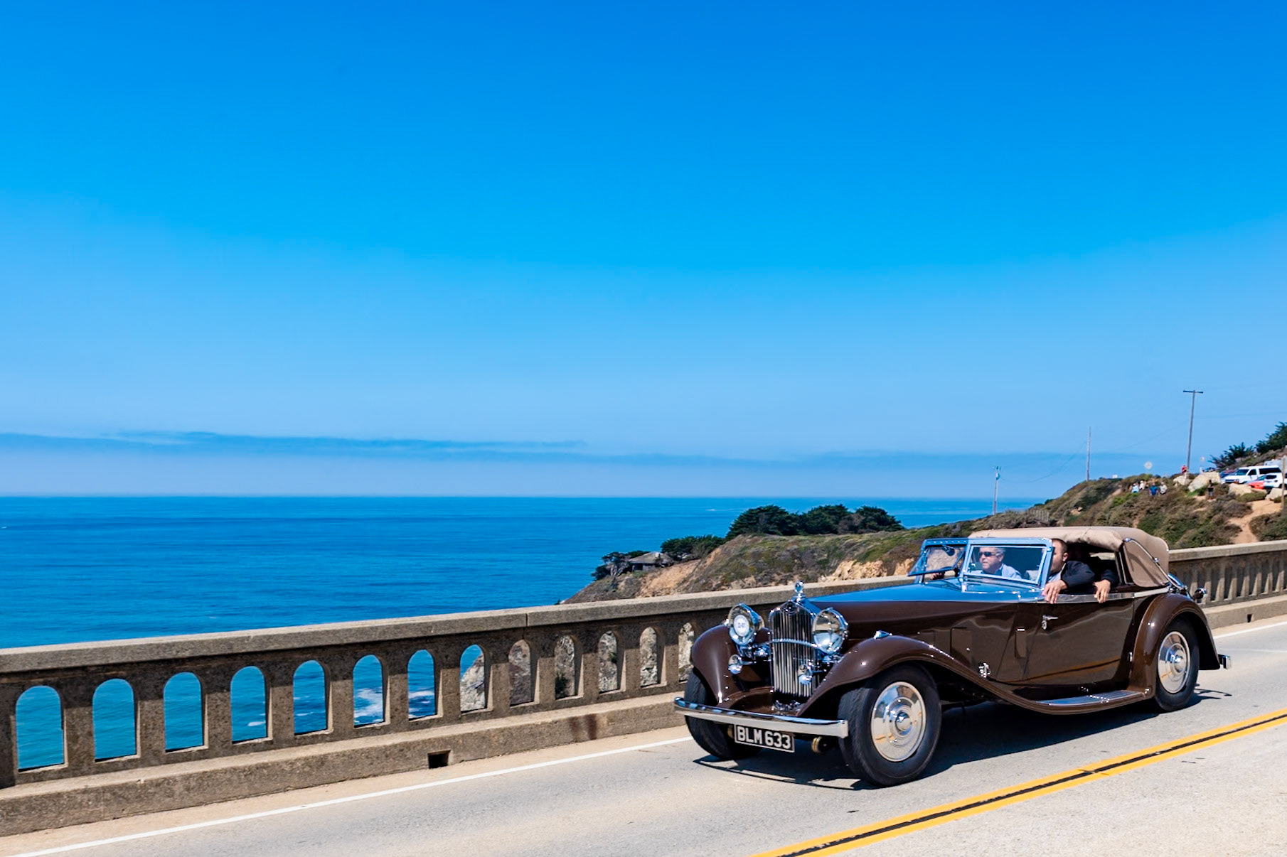 The D8, built from 1929 to 1939, was Delage’s most successful automobile. Almost all of the D8 chassis were fitted with stylish coachwork from the best European coachbuilders, and the D8 S was powered by a 4-liter straight-8 engine capable of reaching 100 mph. Fernandez et Darrin was commissioned to build this striking cabriolet, which features a removable panel over the front seat and polished aluminum flashes on the hood and belt moulding. It is one of two existing Delage D8s with this body style. After several owners in England, the car went to the United States in 1983 and soon became part of the Blackhawk Collection in Danville, California. The current owner has restored the car, replacing the old lilac paintwork it wore for many years with this two-tone color scheme.