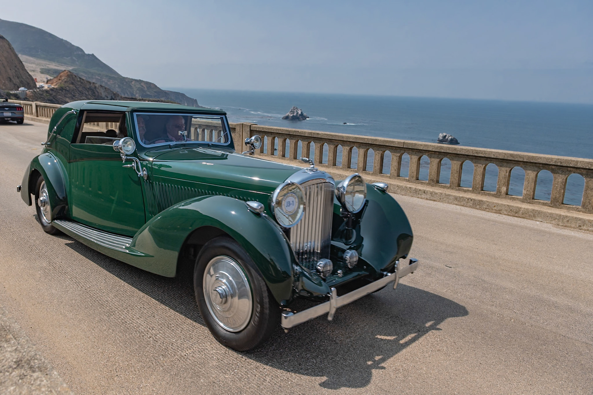This is the first of two 4¼ Litre Bentleys built by Gurney Nutting and known as the Rothschild Bentley Sedancas. This car was commissioned for Madame Yvonne Cahen d’Anvers Rothschild, and it bears a strong resemblance to Hispano-Suizas supplied to other members of the famous banking family. But Madame Rothschild canceled the order before the car was finished, so it was sold to William Rhodes-Moorhouse. A keen sportsman, “Willie” represented Great Britain as a ski-jumper in the 1936 Winter Olympics and later served as a fighter pilot with the Royal Air Force, flying Blenheims and Hurricanes with the famous 601 squadron. In fact, he was awarded the Distinguished Flying Cross in July 1940 before being shot down that September. So the car saw little use until after the conflict. The car had several British owners then was acquired by Bentley authority and Pebble Beach Concours Selection Committee Member Peter Hageman, who owned it from 1995 to 2001. Its present owner added the Bentley to his collection in 2012.