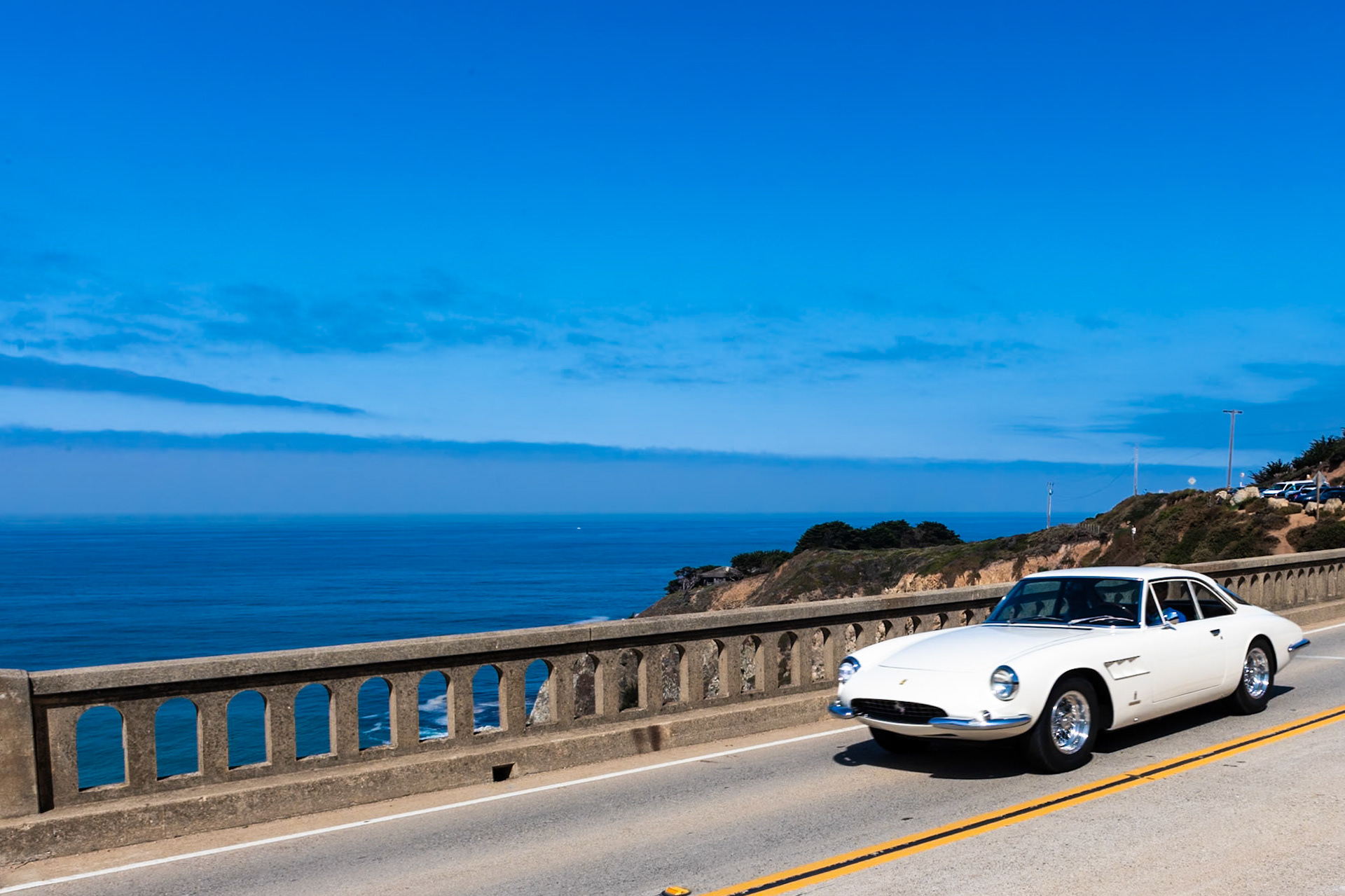 The first Ferrari 500 Superfast was introduced in 1964 at the Geneva Motor Salon. Just 36 were produced over a period of two years—and all are accounted for today. When built, they were Ferrari’s fastest, most powerful and most exclusive road cars. Owners included the Shah of Iran, Prince Aga Khan, Prince Bernhard of the Netherlands and film star Peter Sellers. The 500 Superfast was aimed squarely at the British and American markets, with 10 cars going to England and 12 delivered to the United States. This car (chassis 8273SF) was among the 12 sent to the United States, where it has remained. Ferrari sent the chassis to Pininfarina in November 1965 and the car was completed in January 1966. It was specified with air conditioning and power windows but no power steering, and it was finished with ivory paintwork and black leather interior.