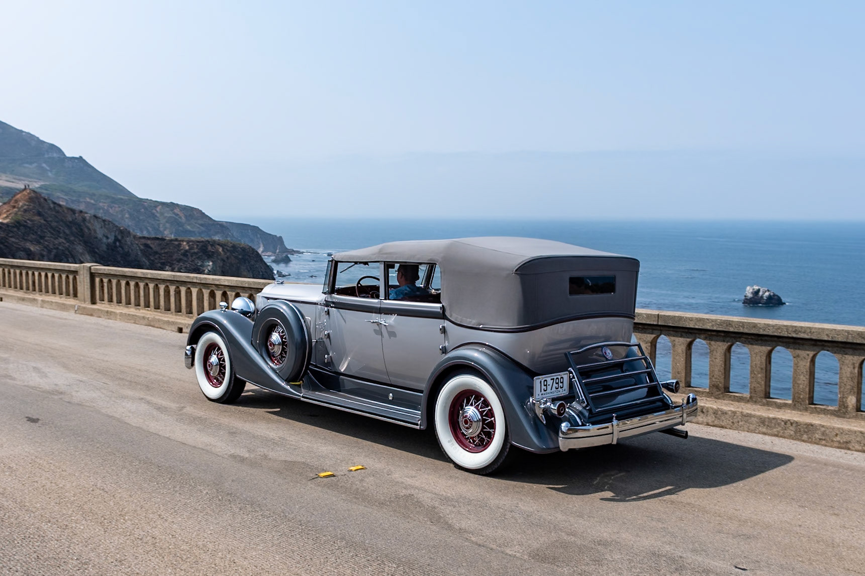 The 11th Series Packard Twelve is considered to be one of the finest automobiles produced by Packard and one of the most significant creations of the classic car era. It is powered by a 445-cubic-inch, side-valve V12 engine that was originally designed for a front-wheel-drive project that was never built and was first fitted in a production car in 1932 and dubbed the Twin Six. By 1933 the model name was changed to Twelve in keeping with the rest of the Packard range. This car is thought to be one of only three 1107 Convertible Sedans ever built. It was found partially dismantled in the basement of a house in central California. This is the first time the car has been shown in public since its restoration.