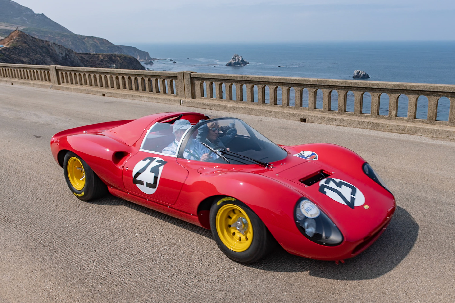 The prototype Dino 206 S was built in 1965 to be a contender for the 1966 2-liter sports car class. The engine was based on the earlier 1.6-liter Ferrari 166 P, enlarged to 2-liters and fitted with 3 Weber carburetors, which were replaced on later cars by Lucas fuel injection. Initially, Ferrari planned to produce 50 cars for homologation purposes, but industrial unrest in Italy halted the car’s production and only 18 were ever completed. Piero Drogo designed the body, and the cars were all built by his company, Carrozzeria Sports Cars. This Dino 206 S (chassis 028) is one of the last built. Its first owner, Eduardo Lualdi-Gabardi, a Ferrari customer since 1953, raced the car in the European Hill Climb championship and at the 1000-km race at Monza. After 1971, the car changed hands several times before being acquired by its current owner in 2014.