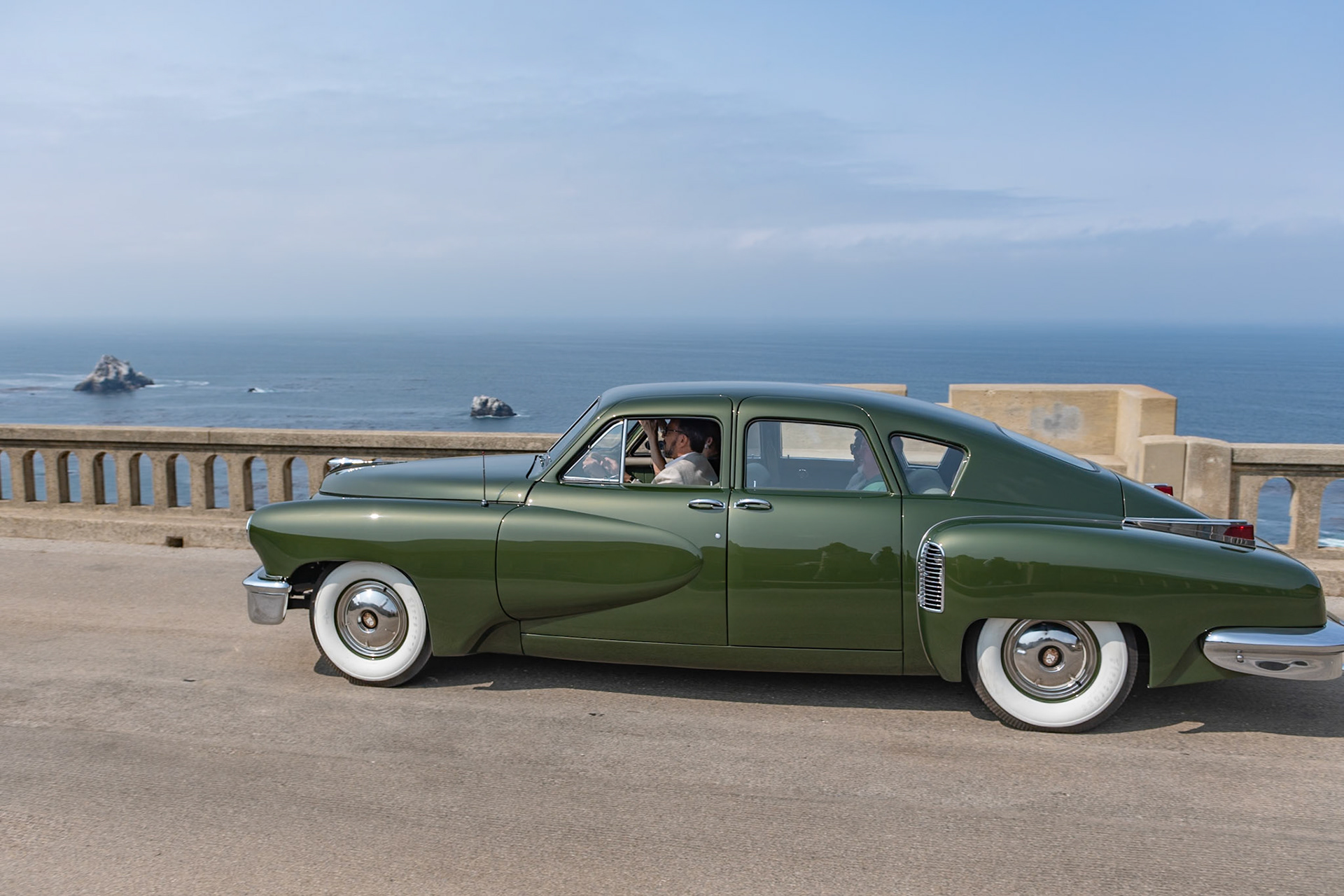 This Tucker (chassis 1015) made an appearance in the 1988 movie Tucker: The Man and His Dream. During filming the car still had its original green paint and, according to its then owner, the only thing that didn’t work on the car was the radio. Stahls Automotive Foundation became the car’s fourth owner in 2008, and in 2011, the car received a frame-off restoration during which it was repainted in its original Andante Green.