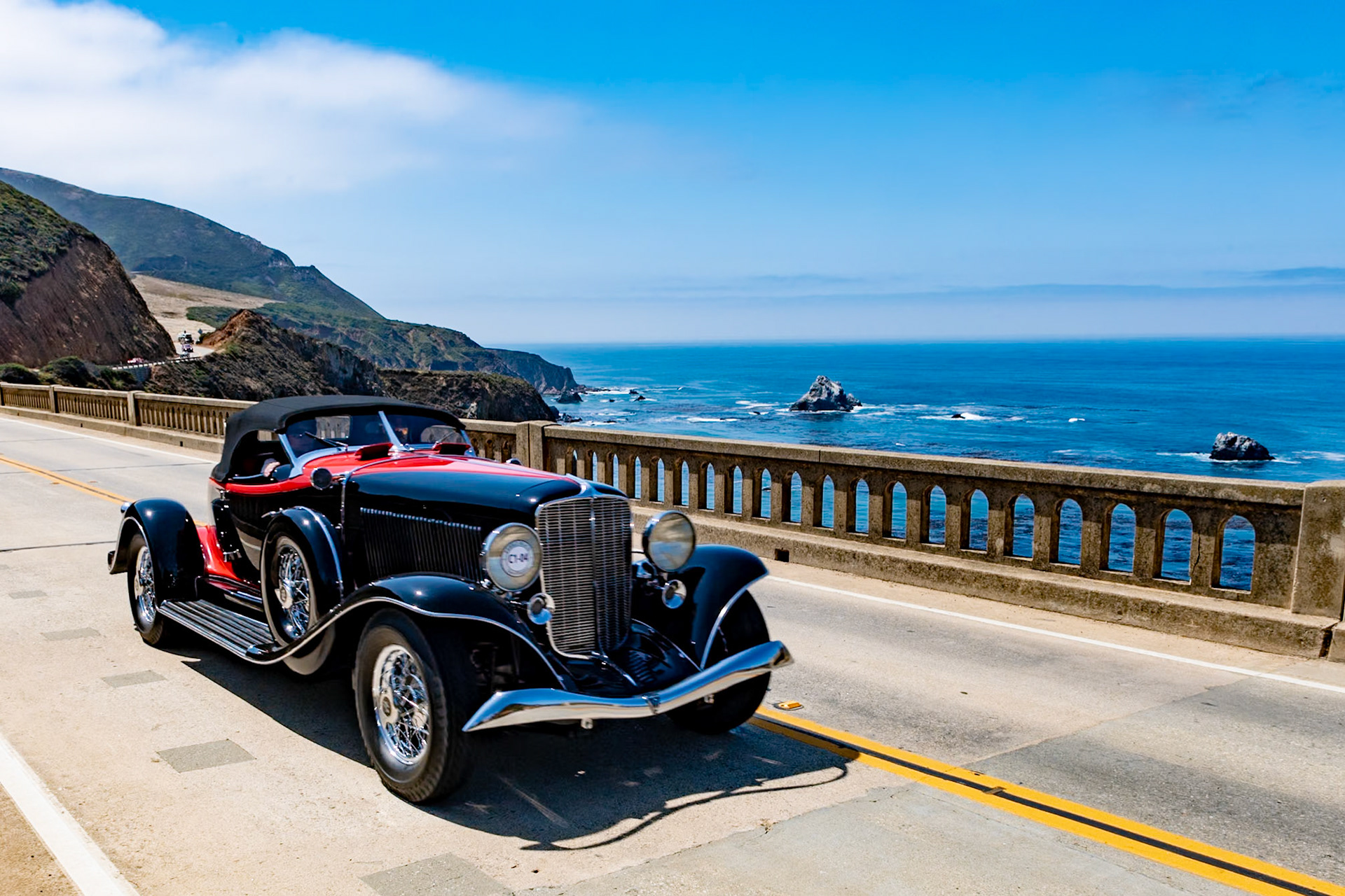 Auburn began building motorcars in 1903, but for a period of 20 years the company was not hugely successful. In 1926, E. L. Cord became Auburn’s general manager and the company began to grow. It was one of the few companies to have increased sales during the Depression, due in part to owning a large number of dealerships. Cord gave the Auburns the style they much needed with the help of the talented designer Al Leamy, who created some of the most striking and sleek designs of the period, including the iconic boattail-shaped Speedster. With their powerful but relatively inexpensive Lycoming V12 engine, these cars won the American Stock Car Championships in 1932 and 1933, recording speeds of up to 117 mph. This is a very rare 1933 Speedster, one of only 16 built that year.