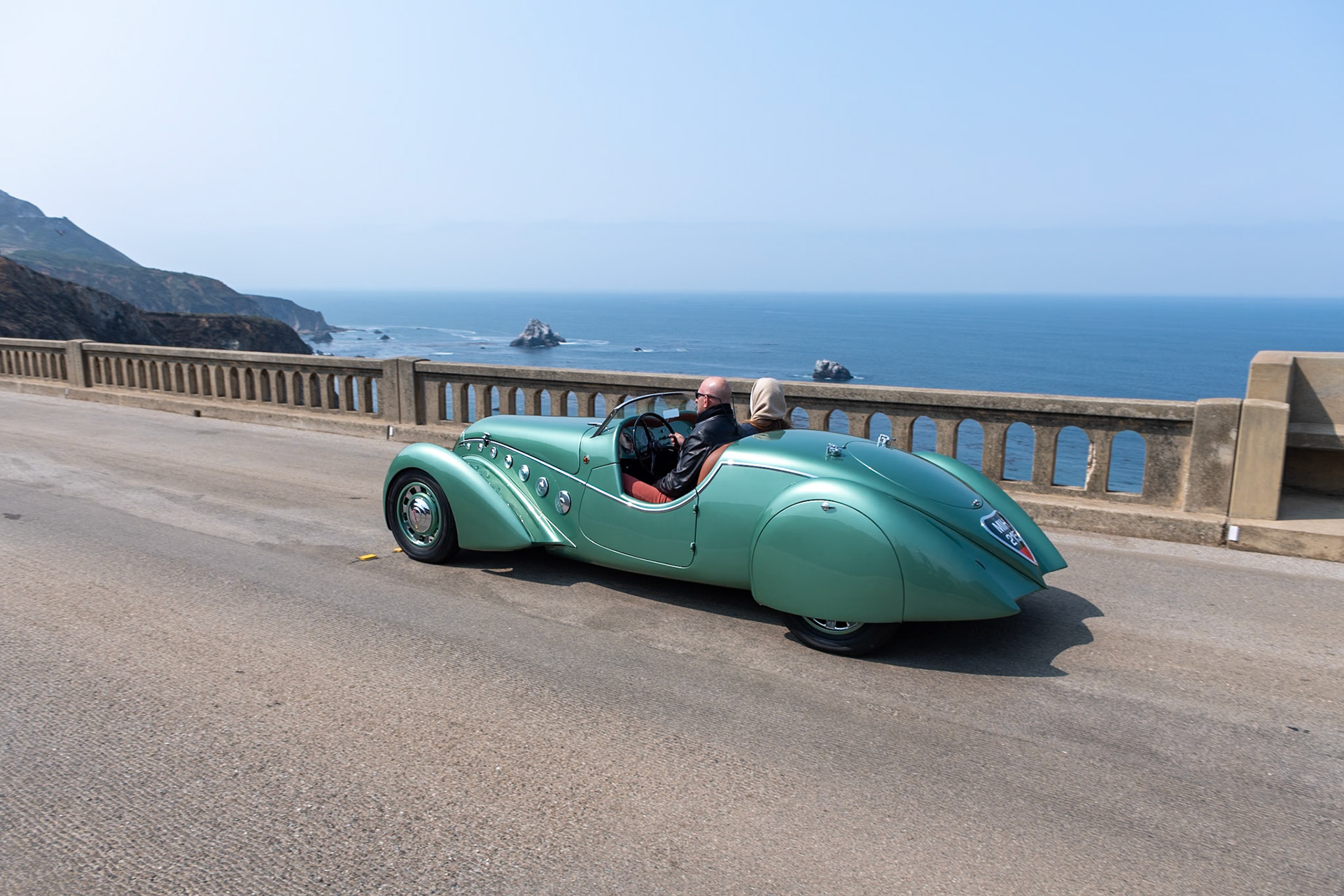 In the 1930s, Emile Darl’mat, a passionate Peugeot dealer, offered his own custom-bodied Peugeots, built by Marcel Pourtout and designed by George Paulin. During his short career, Paulin designed several significant motorcars, including the famous “Embiricos” Bentley that raced at Le Mans. He also styled a variety of sports cars fitted with retractable hardtops, and these cars, known as the Eclipse Series, really defined French cars of the Art Deco era. For 1938, an updated Peugeot 402 chassis served as the basis for a limited run of production road cars and competition models called the DS 402 Darl’mat. Three of these cars were entered in the 24 Hours of Le Mans in 1938 and one finished in fifth overall and won its class. This  402 Darl’mat Special Sport Roadster is one of the 53 road-going versions built. Its early history is unknown, but the car arrived in Canada in 1961 and was driven regularly until the 1970s when a restoration was begun. In 1982 it was sold as an unfinished project to a collector in California, who eventually finished the restoration in 2016.