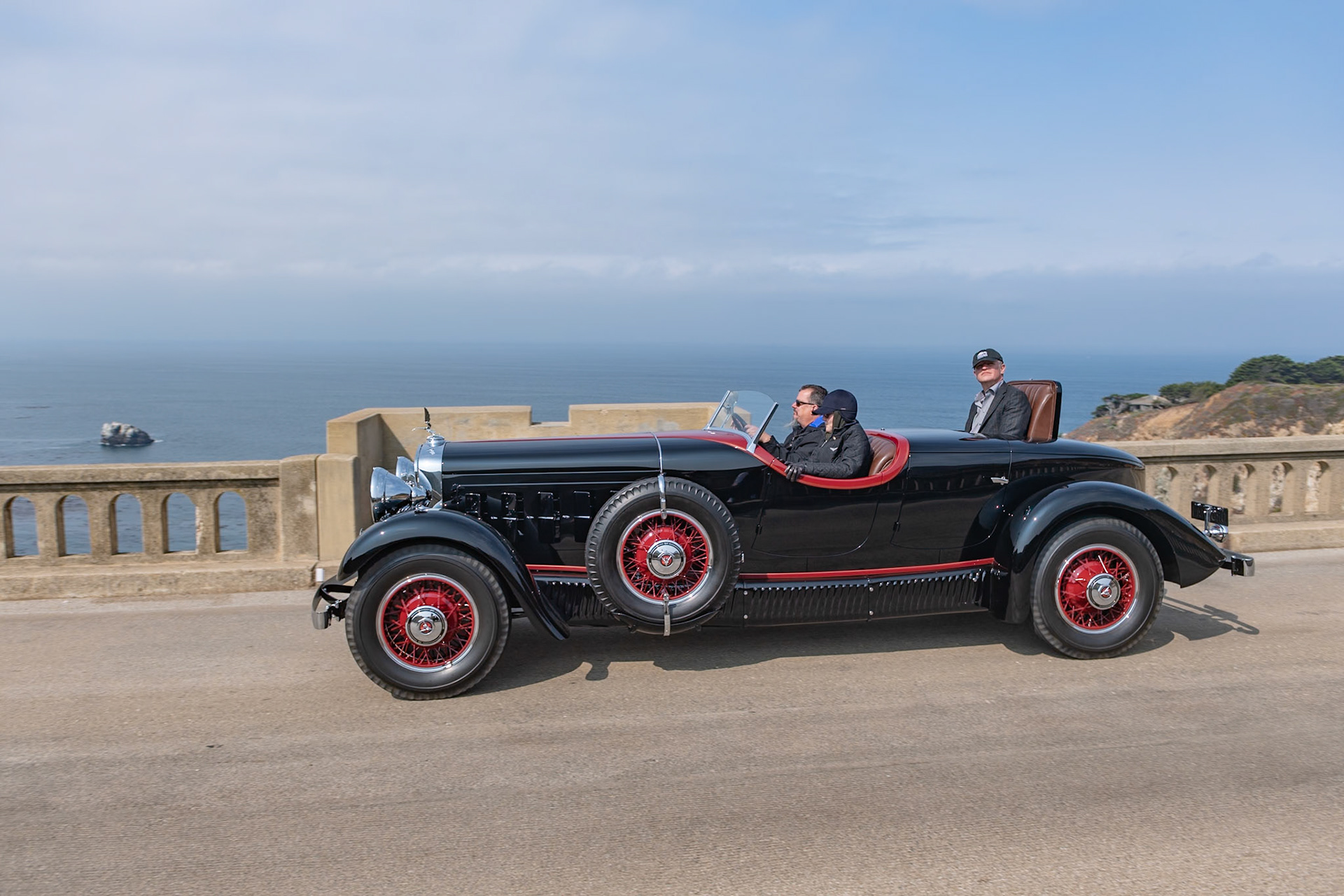 This Cadillac 452A is one of the twenty-one 452 and 452A series chassis built specifically for export in 1931. The V16-engined chassis was ordered by the 32-year-old Maharaja of Orchha through General Motors in Bombay and was one of the first cars to be bodied by Battista Farina at his newly opened Carrozeria Pinin Farina in Turin. The Maharaja was a keen hunter, and the boattail roadster has a raised rumble seat that allows a full 360-degree line of sight for shooting. The car is often described as a tiger hunting car, and it was certainly used for that. In the early 1930s, the car accompanied the Maharaja’s son to England, for his use at college, where it must have caused quite a sensation. The next owner, Indian film director Sheikh Mukhtar, had the car painted pink in the 1960s. The car was exported from India in 1976, and it was acquired by collector Bob Lee in 1988.