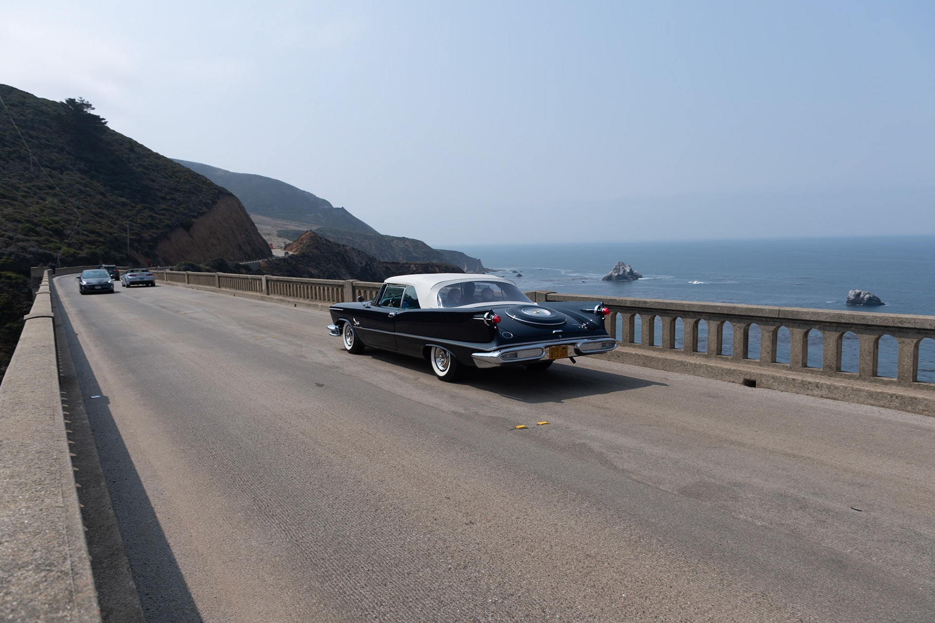 The Chrysler Corporation had used the Imperial model name to define its finer motor car offerings since the late 1920s, but they first chose to use the Imperial name as a stand-alone marque at the beginning of 1955. By 1957 the Imperial lineup was well into its second generation of body styles by Chryslers chief stylist Virgil Exner. His modern “Forward Look” futuristic style featured huge tailfins with gun-sight taillights, and a large rear “deck” that was almost nautical in its appearance. This 1957 Imperial Crown Convertible is one of just 1,167 produced. It was powered by Imperial’s 392 cubic inch Hemi V8, which produced 325 hp to move this 4,830-pound, 18-foot-long monster proudly out of the showroom after the buyer had paid the $5,598 price tag. This is truly an exceptional example from the era of “bigger is better.”