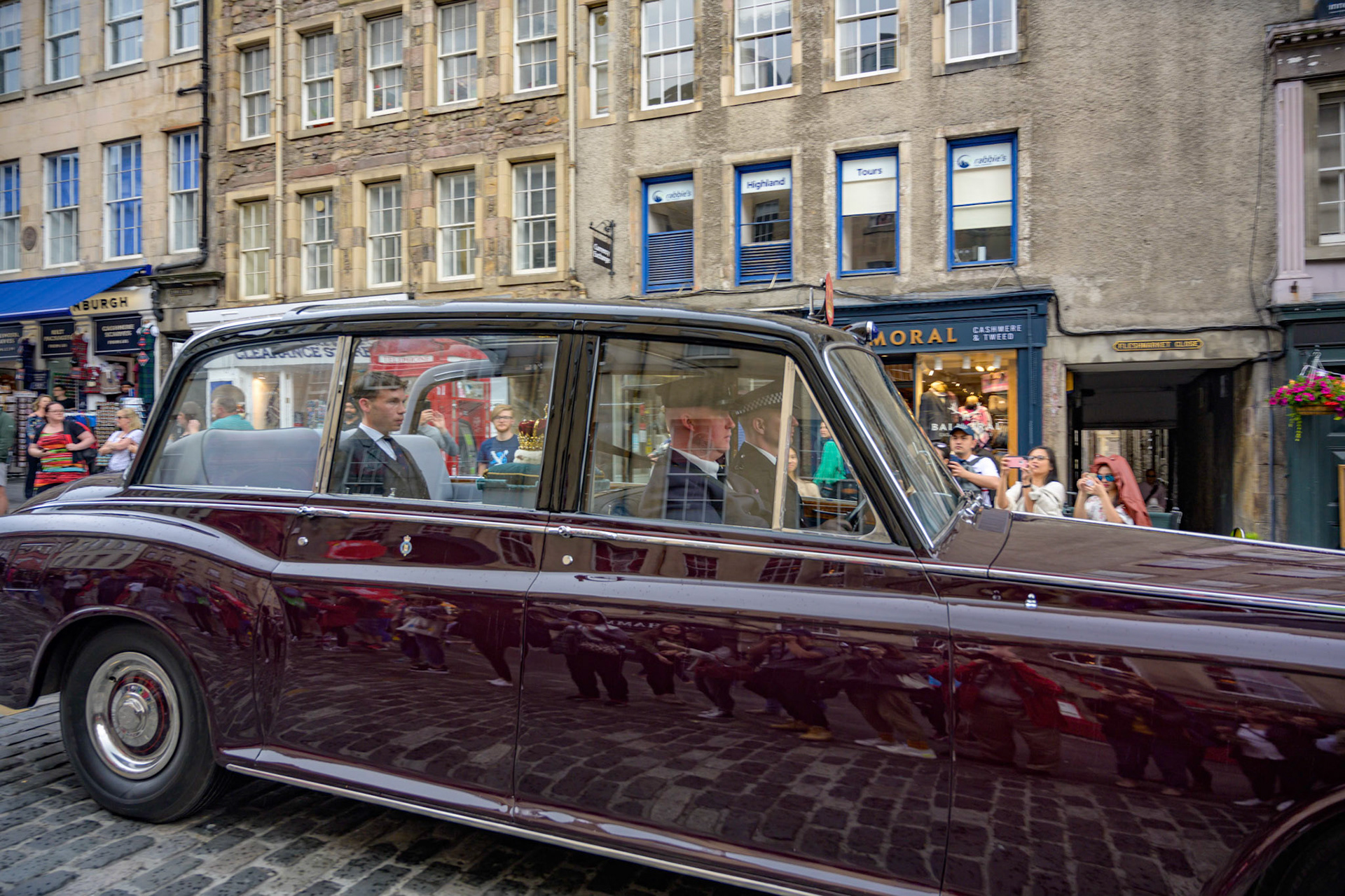 Ahead of The Queen's arrival, the Crown of Scotland was brought from Edinburgh Castle to Holyrood, carried by the Duke of Hamilton.