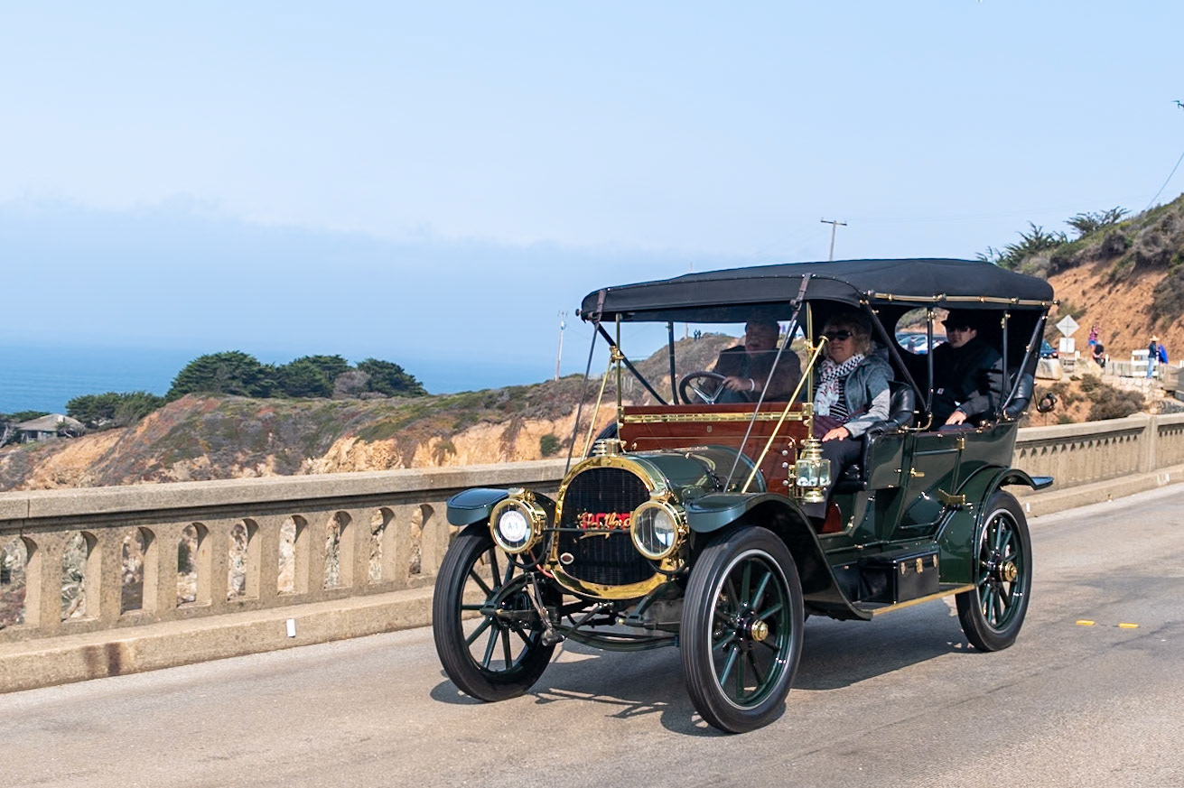Colonel Albert Pope was one of the most celebrated industrialists of the late 1800s. He started building automobiles in the 1890s with the introduction of the Columbia Electric, and his empire grew to include the Pope-Tribune, the Pope-Toledo, the Pope-Robinson, the Pope-Waverley, and the Pope-Hartford—the most luxurious Pope car and the only one built at the company’s headquarters in Hartford, Connecticut. The original owner drove this Pope-Hartford Model T for three years, then died, and the car was left untouched for years. The present owner acquired the car in 1995 and has used it extensively on many tours. It has a top speed of 59 mph from its 300-cubic-inch engine. The car has recently been refreshed and is presented in its original Brewster Green color scheme.