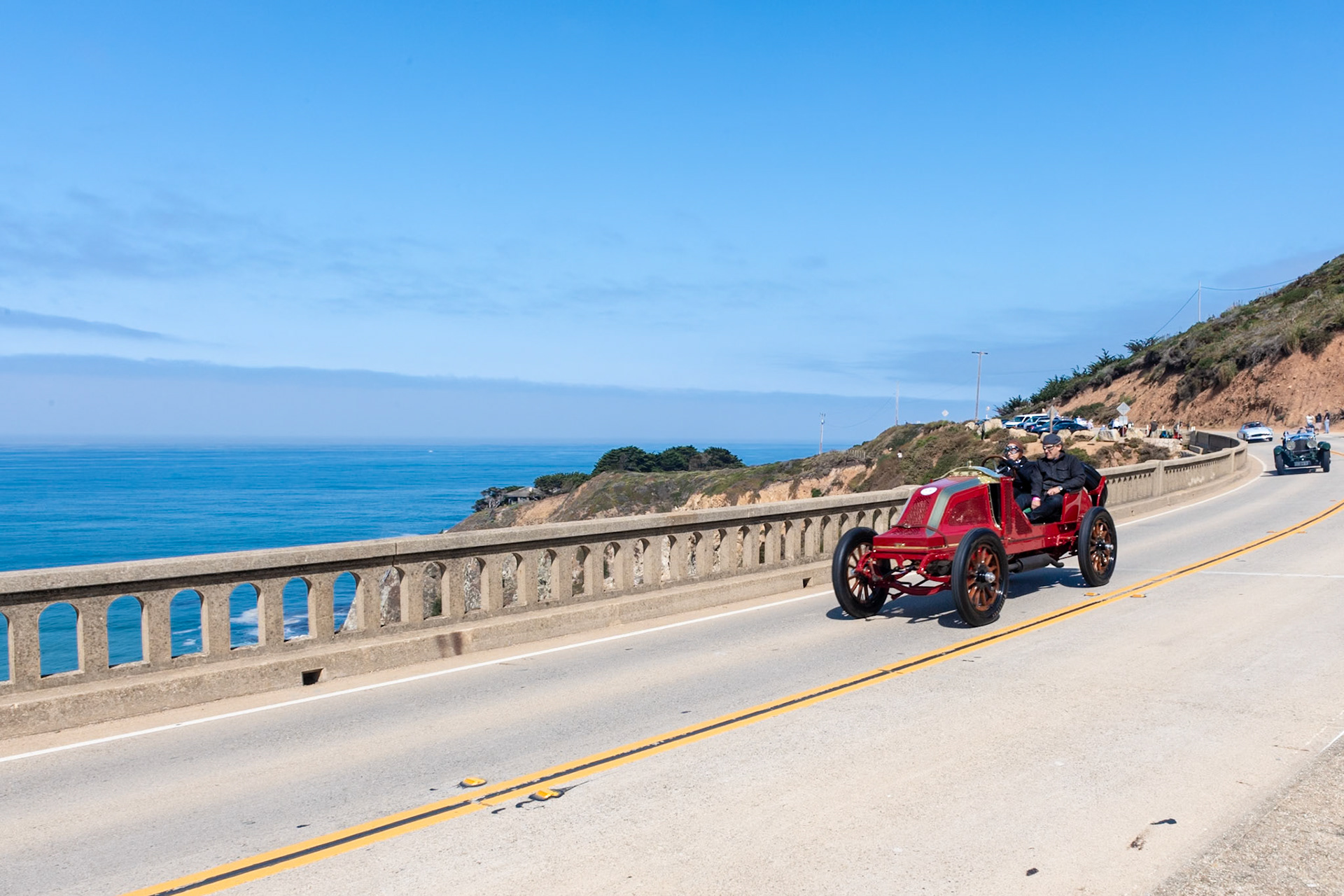 In 1905 Marcel Renault built a 12.3-liter car for the Vanderbilt Cup race on Long Island, and although the car failed to finish, it went on to win the Eagle Rock Hill Climb in New York later in the year. In 1906, Renault introduced the 4-cylinder, 13-liter Type AK, which was entered in the two-day Grand Prix de l’Automobile Club de France and eventually won this grueling event by some distance. Renault’s many early victories impressed William Kissam Vanderbilt Jr., often called “Willie K.,” who was one of the first people to purchase a Renault 35/45 HP Runabout built on the lighter Renault AI chassis. The Renault AI 35/45 HP model has come to be so linked with Vanderbilt that it is now often called, more simply, a Vanderbilt Renault. Famed tenor and antique car collector James Melton discovered this Vanderbilt Renault in the late 1940s still in good condition. The car was bought and sold a few times before it was acquired by Cunningham factory driver Bill Spear, who often used the car until selling it to the Indianapolis Motor Speedway Hall of Fame Museum in 1967. In 2015, the Renault was purchased by its current owner, who rebuilt the transmission and restored the car to top running order.