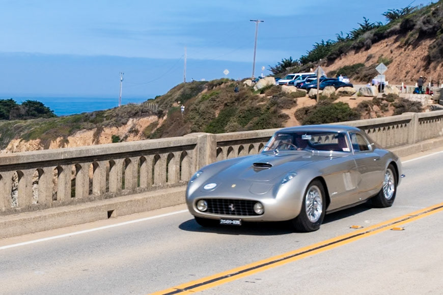 First shown at the 1954 Paris Auto Salon, this unique Ferrari 375 MM Berlinetta (chassis 0456AM) is fitted with a special body designed and constructed by Pinin Farina. Original carrozzeria records state that this car was used as the styling study for the 275 GTB built ten years later. Among its most striking features are the rotating headlights and the fins on the rear fenders. This car was ordered by film director Roberto Rossellini for his wife, Swedish actress Ingrid Bergman, and even though she never took delivery of the car, it is still referred to as the “Bergman Coupe.” Rossellini owned the car between 1954 and 1957, and then it went to the United States. This famous Ferrari has been with its current owner for 39 years. It recently participated in the 1,500-mile Pebble Beach Motoring Classic.