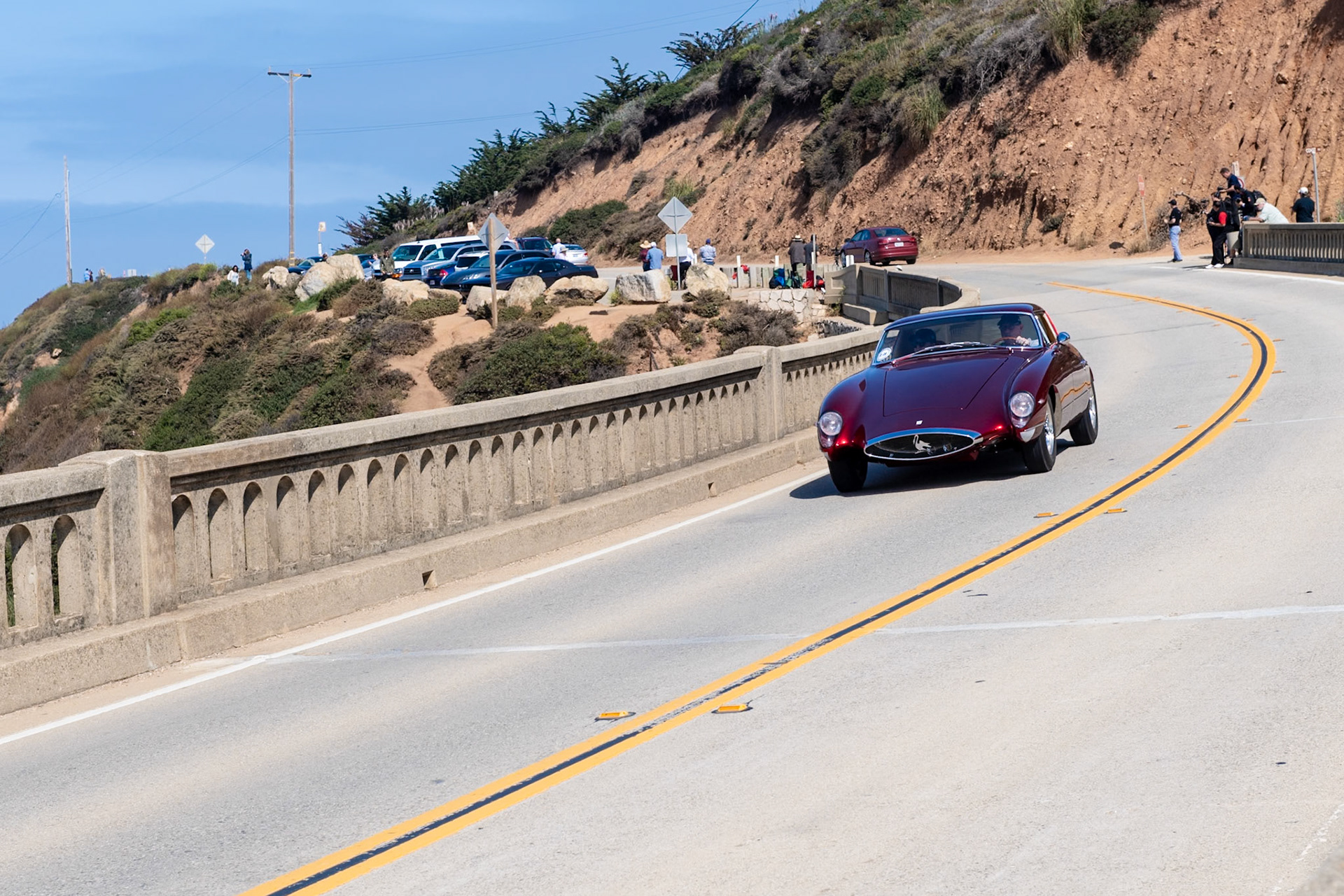 Richard Bosley was heavily involved in motorsport during the 1950s. He built his own sports car, the Bosley Mark I, which was used as a daily driver. Bosley later traded that car for a racing Corvette SR-2 chassis that became the foundation for this Bosley Mark II Interstate, which first turned a wheel in 1966. He named it the “Interstate” for its intended use on the miles of new highways that were springing up all over the United States. The monocoque fiberglass body was built on his Corvette chassis, and the car was fitted with a 345 bhp, Tri-power Pontiac V-8 engine and a Corvette manual transmission. The car was featured in several magazines and was also invited to The Henry Ford museum for the Annual Sports Cars Review in 1967. Abandoned until the early 1990s, it was acquired by the current owner and shipped to Florida for a complete restoration.