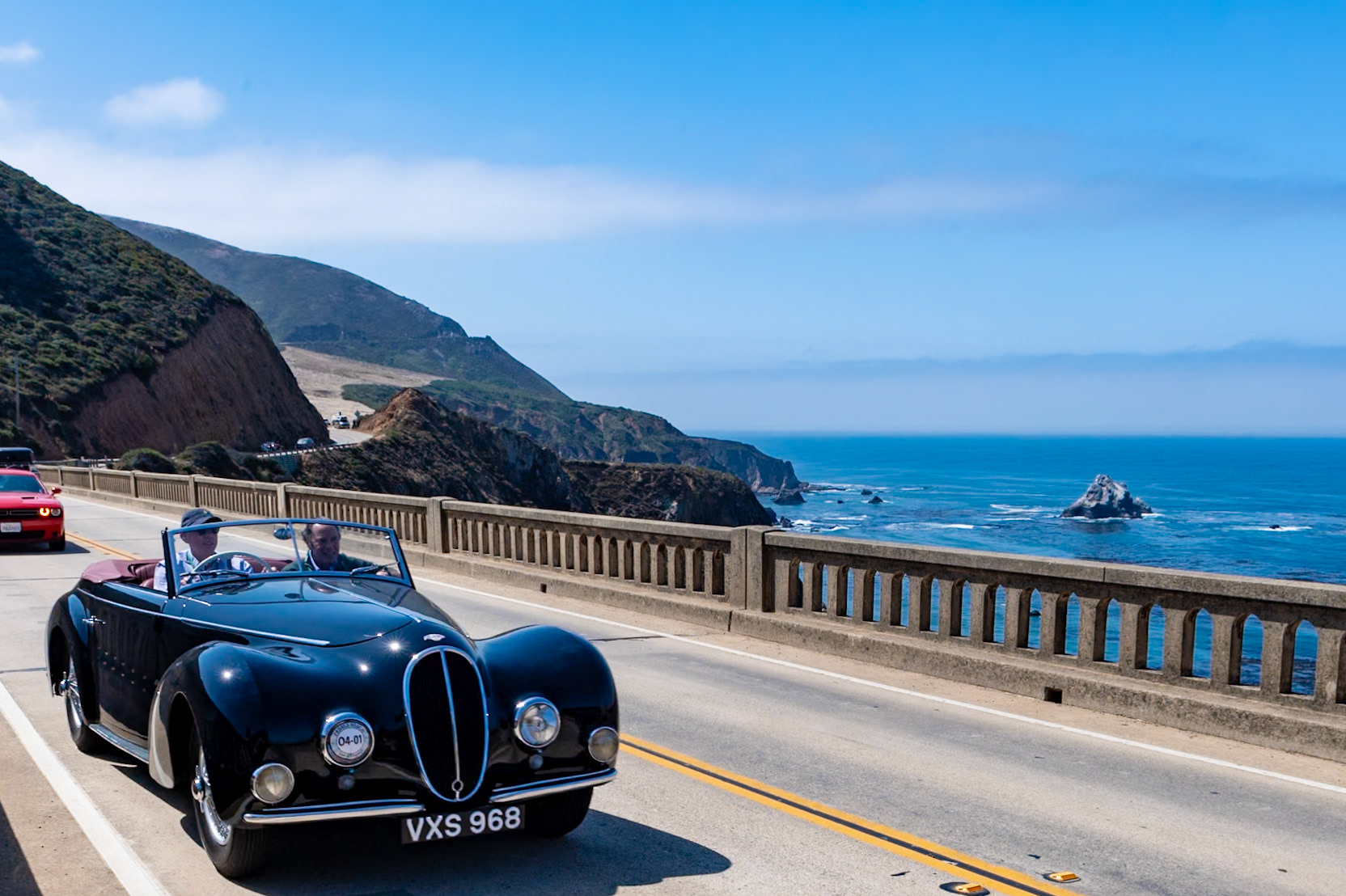 The first Delahaye 135, built in 1935, was powered by a 3.2-liter, 6-cylinder overhead-valve engine with triple carburetors that produced over 100 bhp. A 135SC recorded the marque’s greatest racing success when it was victorious at the 24 Hours of Le Mans in 1938. World War II brought production to a halt, but soon after fighting ceased, Delahaye introduced the new 135M with an engine enlarged to 3.6-liters. This 1946 Delahaye 135M (chassis 800269) was dispatched to the Swiss coachbuilder Graber, who designed this elegant and modern cabriolet body. It is one of just two cars built by Graber in this style. The car was equipped with a Cotal pre-selector gearbox, one of two transmission options at the time. The first owner, who lived in Switzerland, had the engine replaced with the new and more powerful MS engine in 1947. The car remained in Switzerland until 2007. Its current British owner has refreshed the car.