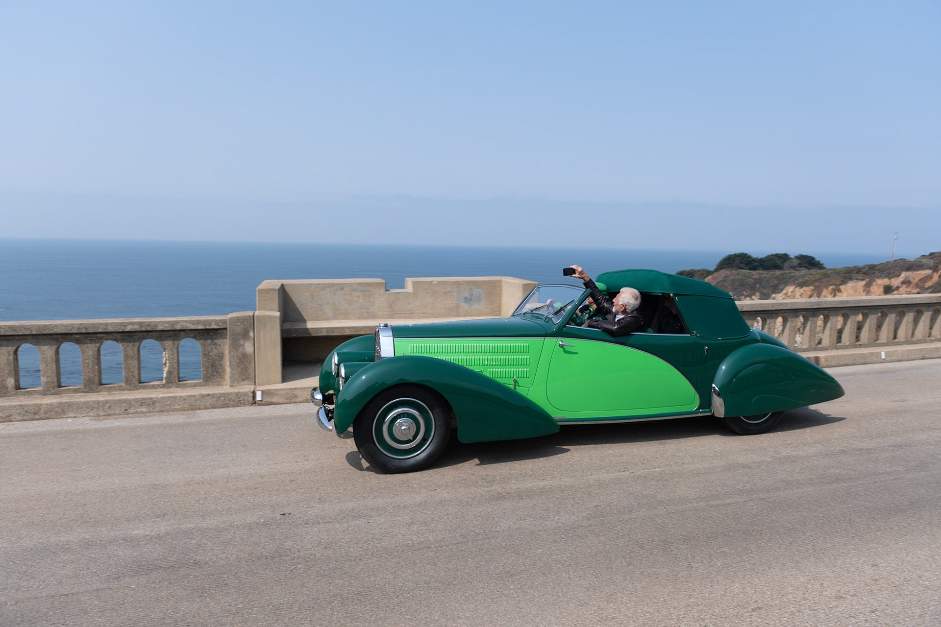 This elegant Bugatti Type 57 (chassis 57644) is one of six similar Bugattis designed and built by the exclusive Parisian carrosserie Letourneur &amp; Marchand, which was founded by Jean-Marie Letourneur and Jean-Arthur Marchand. The car accompanied its second owner, wealthy young Dutchman Rudi Van Daalen Wetters, to Los Angeles when he lived there in the 1950s, then returned with him to Holland when he became the attaché to Prince Bernhard of The Netherlands. By the 1990s Wetters and the car were back in Los Angeles, where the car was stored in a garage for almost 30 years. Jim Hull was introduced to the car and its owner by Phil Hill in 1985, and Jim and Rudi began a 30-year friendship that lasted until Rudi passed in 2015. Fittingly, the car was sold by Rudi’s family to Jim, who has now restored the car in its original two-tone green paintwork.
