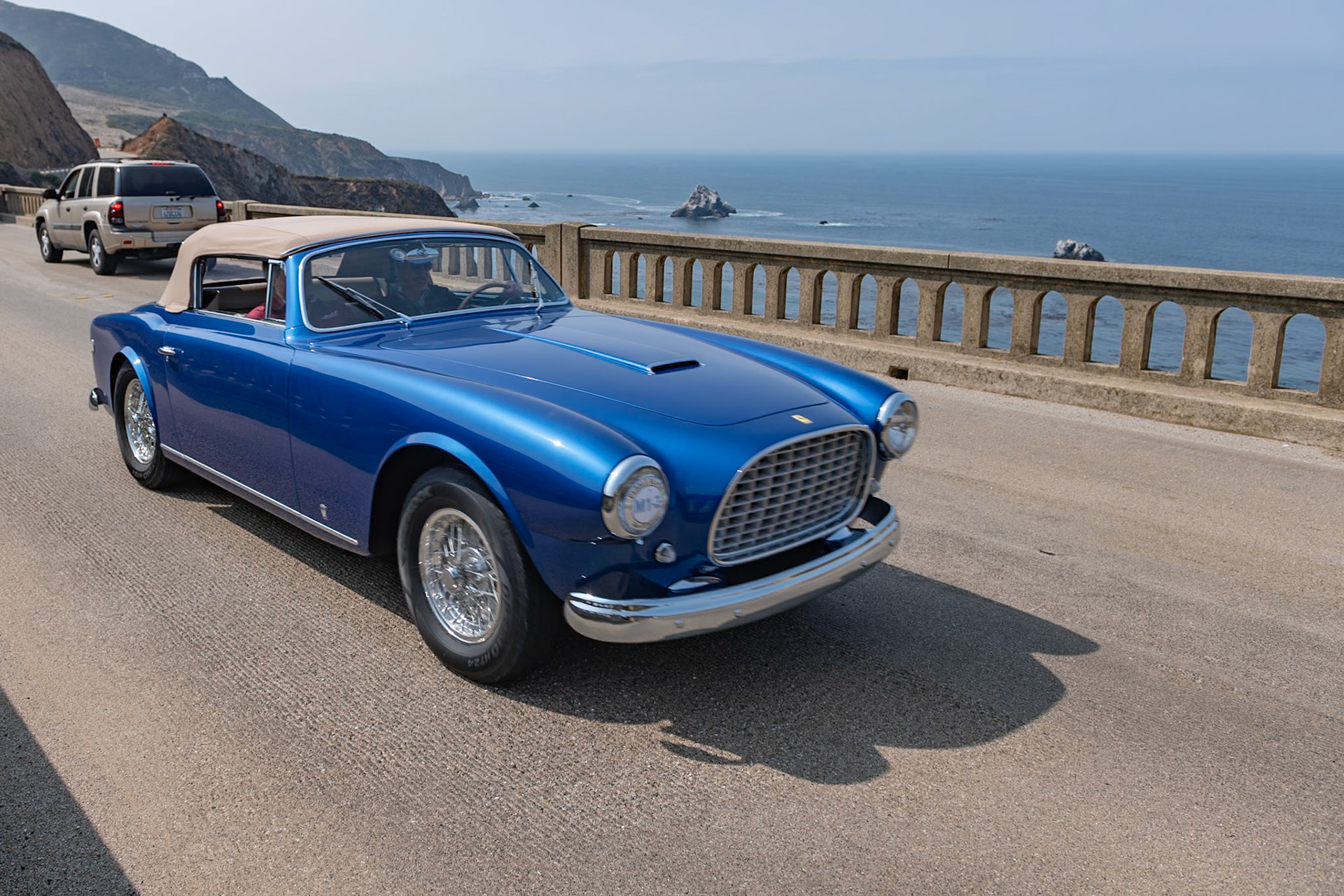 This Ferrari 342 America (chassis 0232AL) was the first of three cabriolets powered by a Lampredi-designed 4-liter, V12 engine, and it is the only 342 America bodied by Carrozeria Vignale. In total six Ferrari 342 Americas were built, and all were given an even chassis number, normally reserved for Ferrari competition cars. All the numbers ended in AL for the longer “America Lungo” chassis. The body was designed by Giovanni Michelotti, and although it shares many elements with other Vignale-built cars of the era, this car has several unique features, including the slotted taillights that are recessed into the fenders. After driving a 340 America in the 1951 Mille Miglia, amateur Swiss racer Otto Wild, a close friend of Enzo Ferrari, ordered this 342 America. The car was imported to the United States in the late 1950s and remained with the same owner in California for 34 years but was rarely seen in public. Having just been restored to its original specification by its current owner, this is the first time the car has been to Pebble Beach.