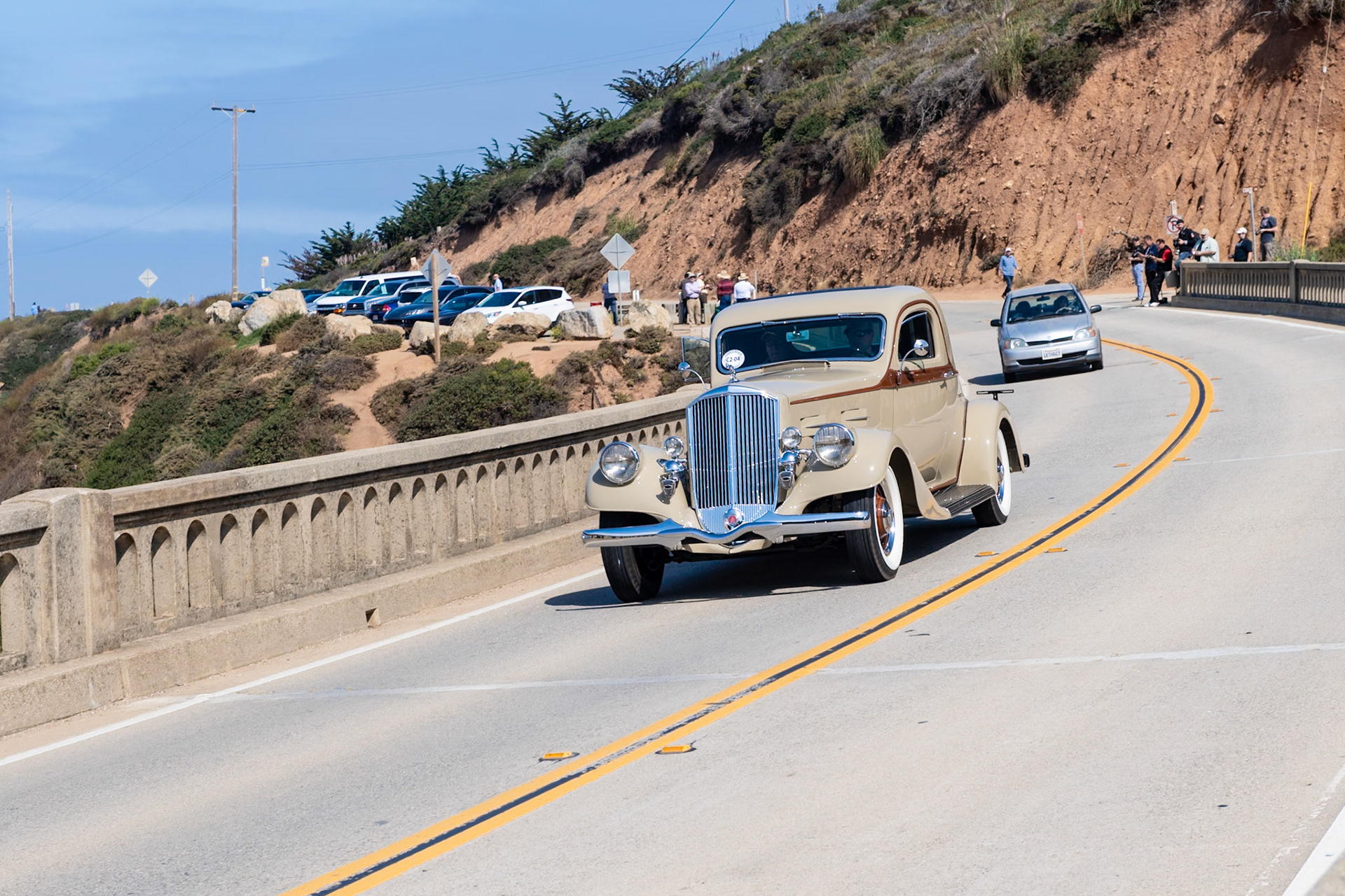 This elegant 1934 Pierce-Arrow is the last of 47 two-door 840A Coupes built and one of only seven known to still exist. It is powered by a 385-cubic-inch L-head straight 8-cylinder engine that produces 140 bhp. Ten body styles were available from the factory, ranging in price from $2,795 to $4,995. This handsome two-passenger coupe is built on Pierce-Arrow’s shorter 139-inch wheelbase and features the marque’s trademark wide-set Frenched headlights and raked radiator grille. The coupe has a golf bag compartment as well as a hidden rumble seat in its elegantly down-swept rear end finished by rear taillights that are also sculpted into the fenders. Although this car is well known on the East Coast, this is the first time it has been shown in the West.