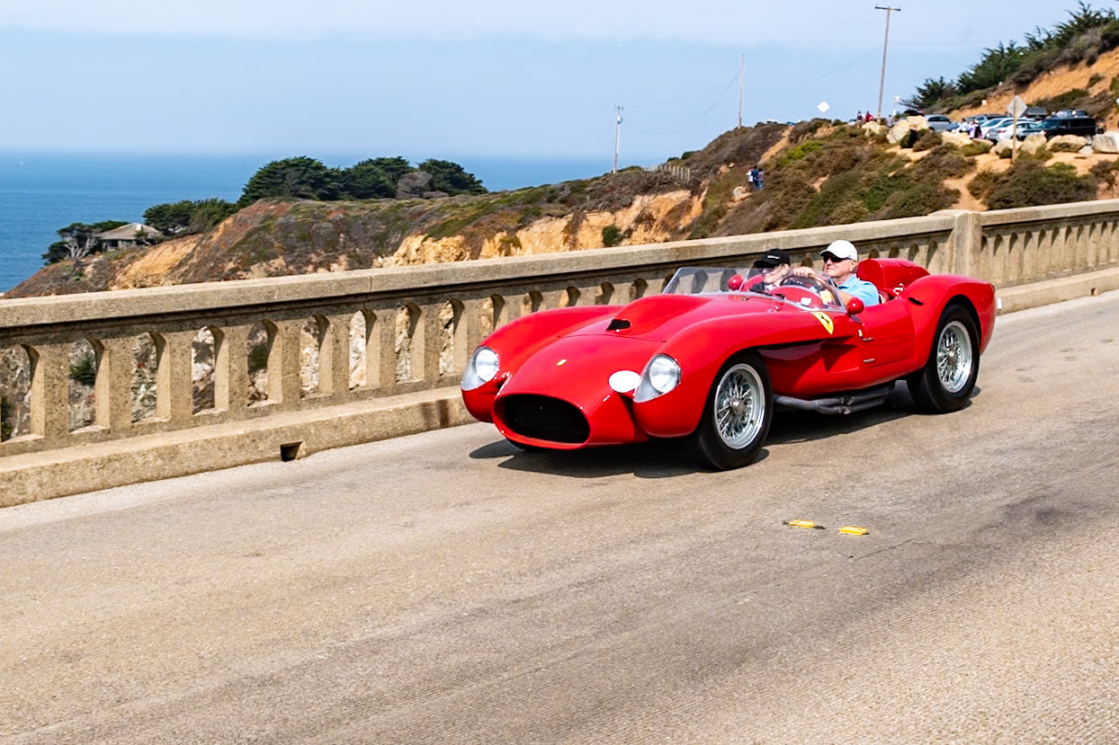 The 250 Testa Rossa was one of Ferrari’s most successful race cars on the track; it had three overall victories at Le Mans among many others wins, leading to three world constructor’s titles in 1956, ’57 and ’58. Other outright victories included the Sebring 12 Hours and the Targa Florio. The 250 TR also has one of the most famous shapes, with its unusual body designed and built by Sergio Scaglietti. This TR (chassis 0754 TR) was built for the ex-Porsche factory driver, Jaroslav Juhan. He drove it at Le Mans in 1958 but was involved in an accident on the 72nd lap and retired. The car was returned to the factory for repairs and then shipped to the United States to be sold to amateur driver George Keck, who raced it in 1959. The car passed to David Love in 1964, who raced it in SCCA races at Riverside and Laguna Seca before starting historic racing in 1969, clocking up more than 250 racing starts during a 48-year partnership. In 2014 Tom Price purchased the TR for the 250 Testa Rossa reunion before the car went to Ferrari for its recent restoration.