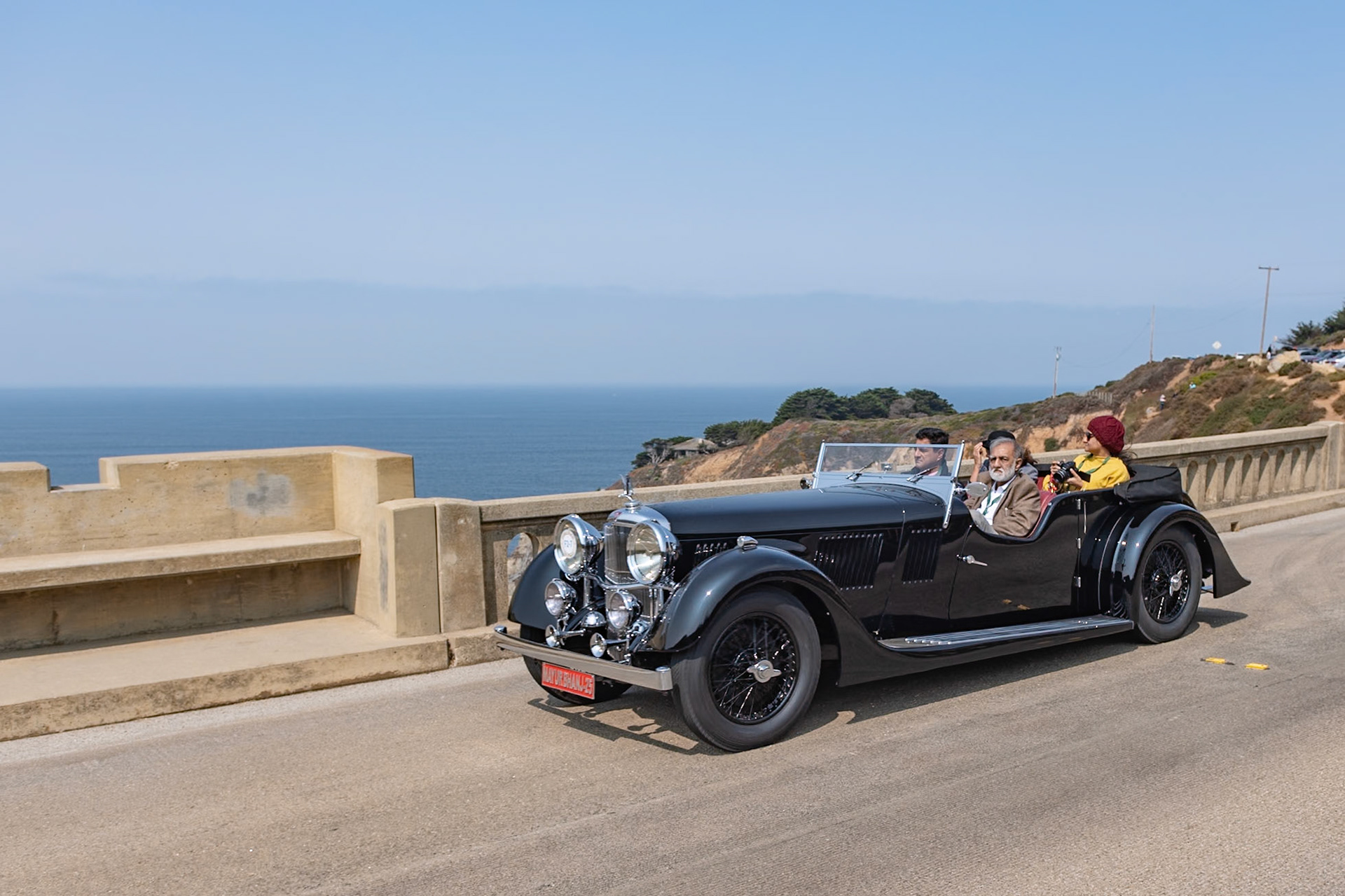 The Alvis Speed 25 was announced in August 1936 and was built at the Alvis factory in Coventry until November 1940 when the factory was badly damaged in an air raid. These 3½-liter touring cars were considered to be among the finest cars produced in the late 1930s. This car was originally ordered and delivered to the Alvis dealer Charles Follett in London with this touring coachwork by Vanden Plas. The Maharaja of Mayurbhanj happened to be passing the London showroom and bought it on sight. The car was used by the royal family of Mayurbhanj in Calcutta for many years before it was acquired by its current owner.
