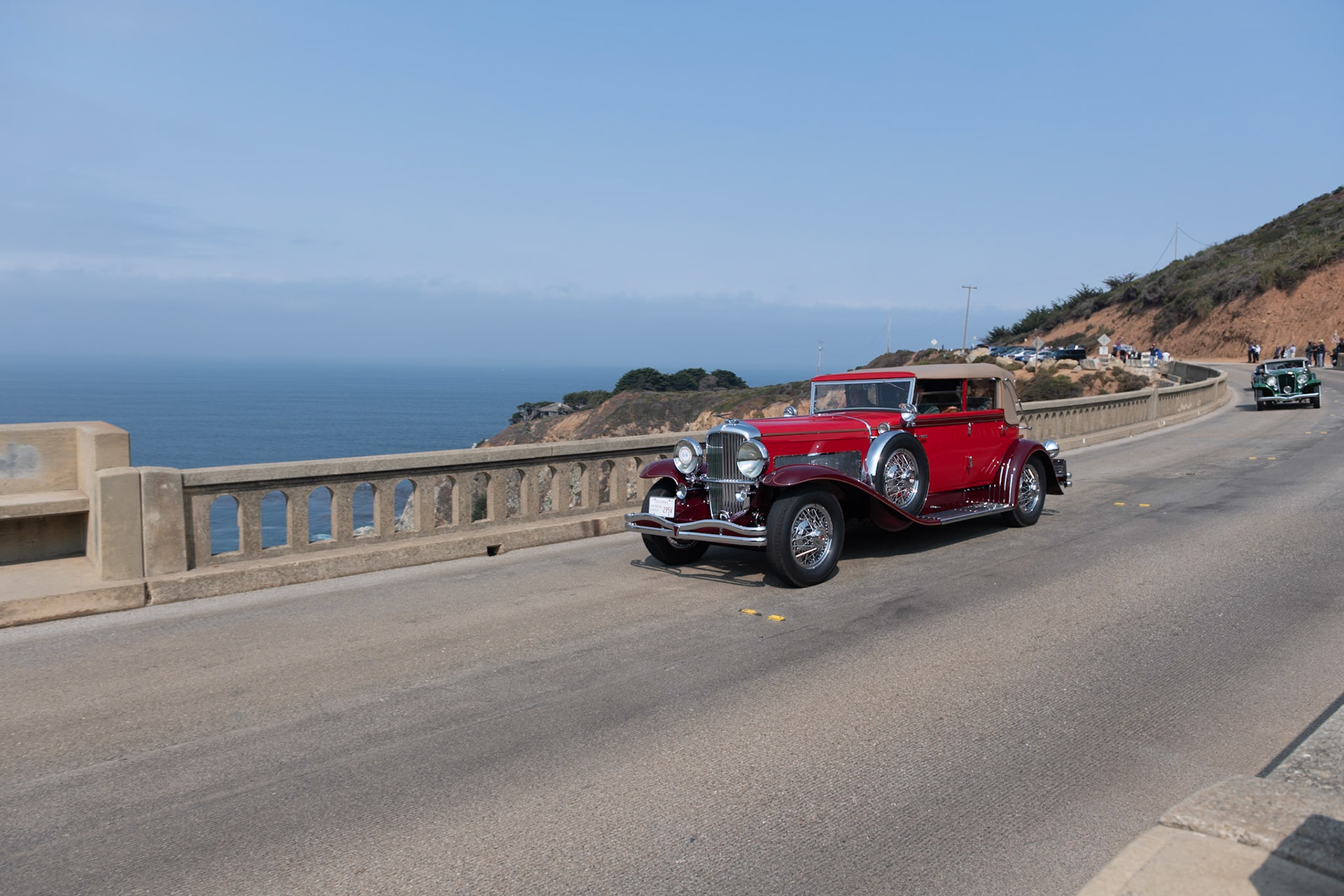 This Duesenberg Model J (J338) was originally fitted with an Arlington sedan body by Derham and used as a factory demonstrator. After several owners, the car was sold in 1944 to Mr. Marion Roberts of Grand Island, New York, where it joined another Duesenberg, (J127 on chassis 2152), which had originally been fitted with this LeBaron Convertible Sedan body. Both Duesenbergs were then sold to noted Duesenberg collector Homer Fitterling, who undertook a restoration on this Model J but sadly determined its original Derham body was beyond repair. A body swap was carried out, and the LeBaron Convertible Sedan was installed on the restored chassis of this car. Upon completion, the car was granted ACD Category One status by Duesenberg historian Fred Roe. More recently, the car spent a few years in the Petersen Collection. The current owner acquired it in 2013 and a new restoration has just been completed.