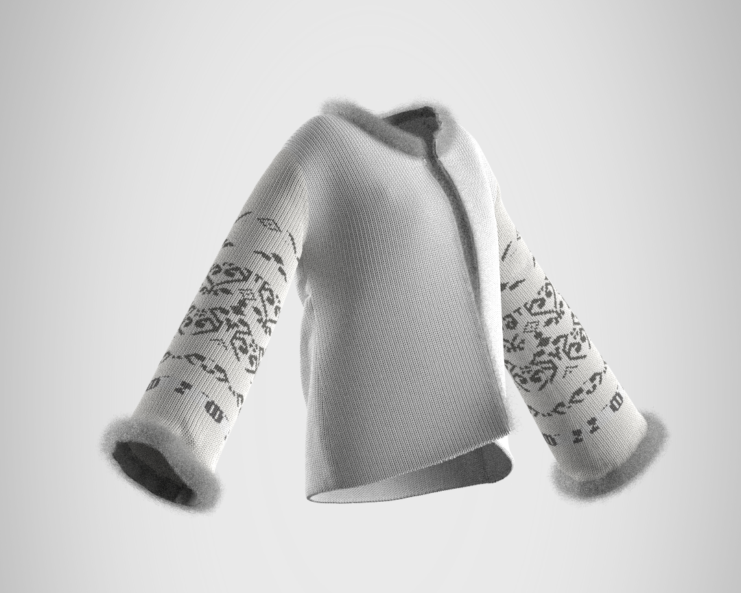 Constructed and rendered on CLO 3D, side view.