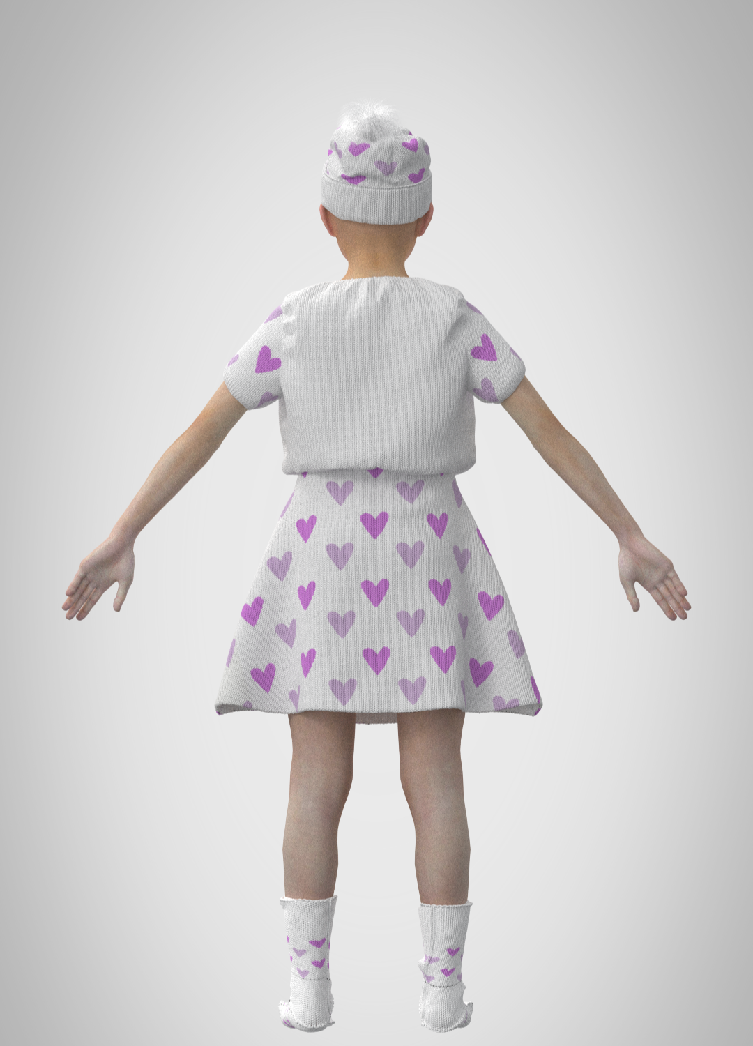 Constructed and rendered on CLO 3D, back view.