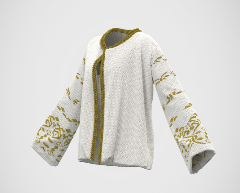 Constructed and rendered on CLO 3D, side view.