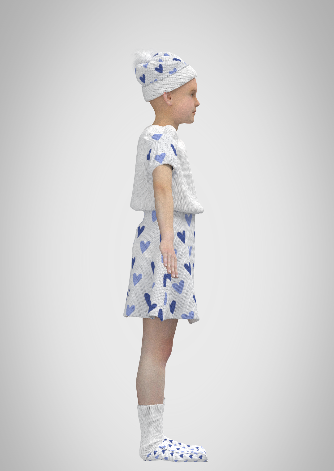 Constructed and rendered on CLO 3D, side view.