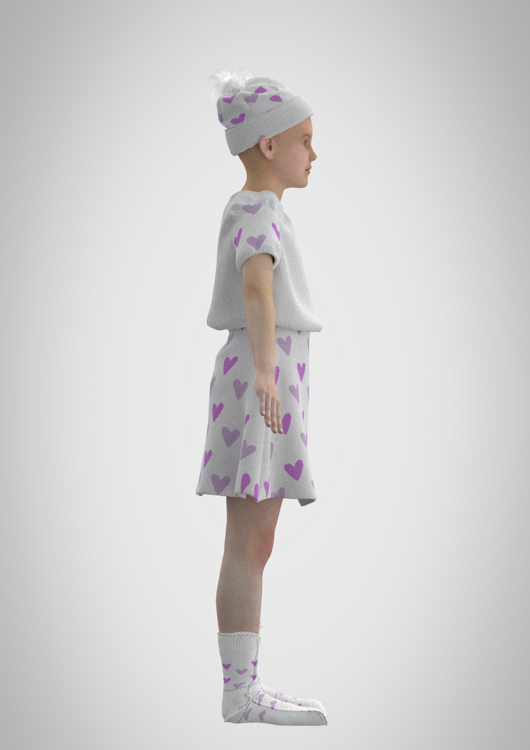 Constructed and rendered on CLO 3D, side view.