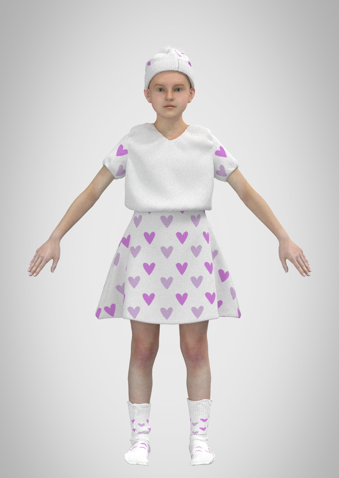 Constructed and rendered on CLO 3D, front view.