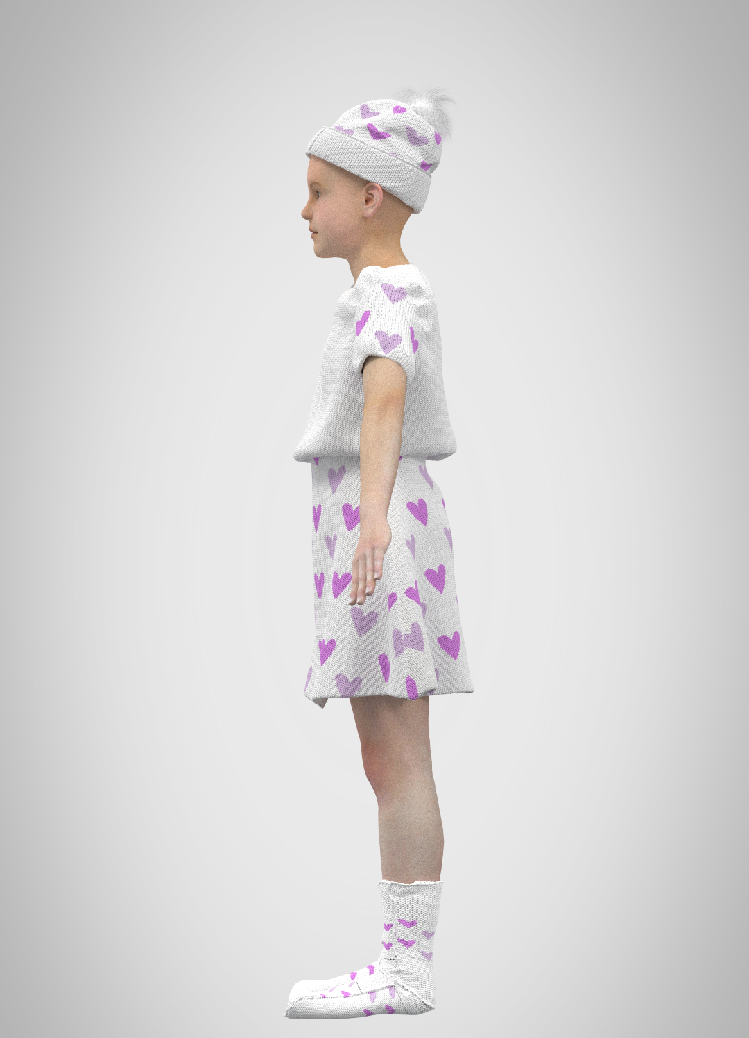 Constructed and rendered on CLO 3D, side view.
