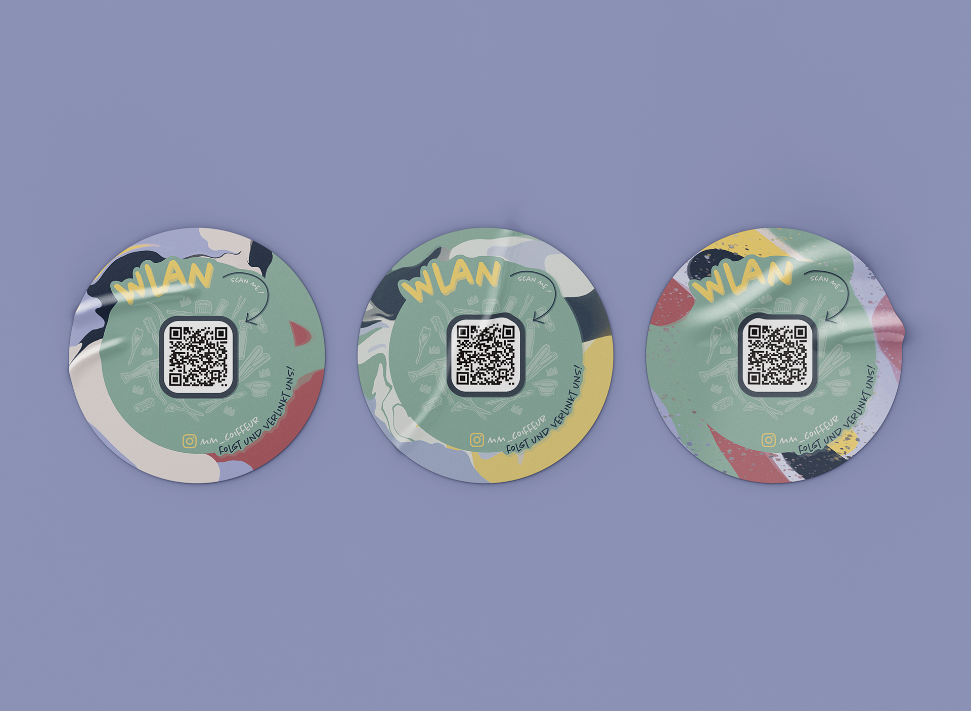 Sticker mit QR Code für W-Lan Verbindung MM Coiffeur designed by Tina Thalmann