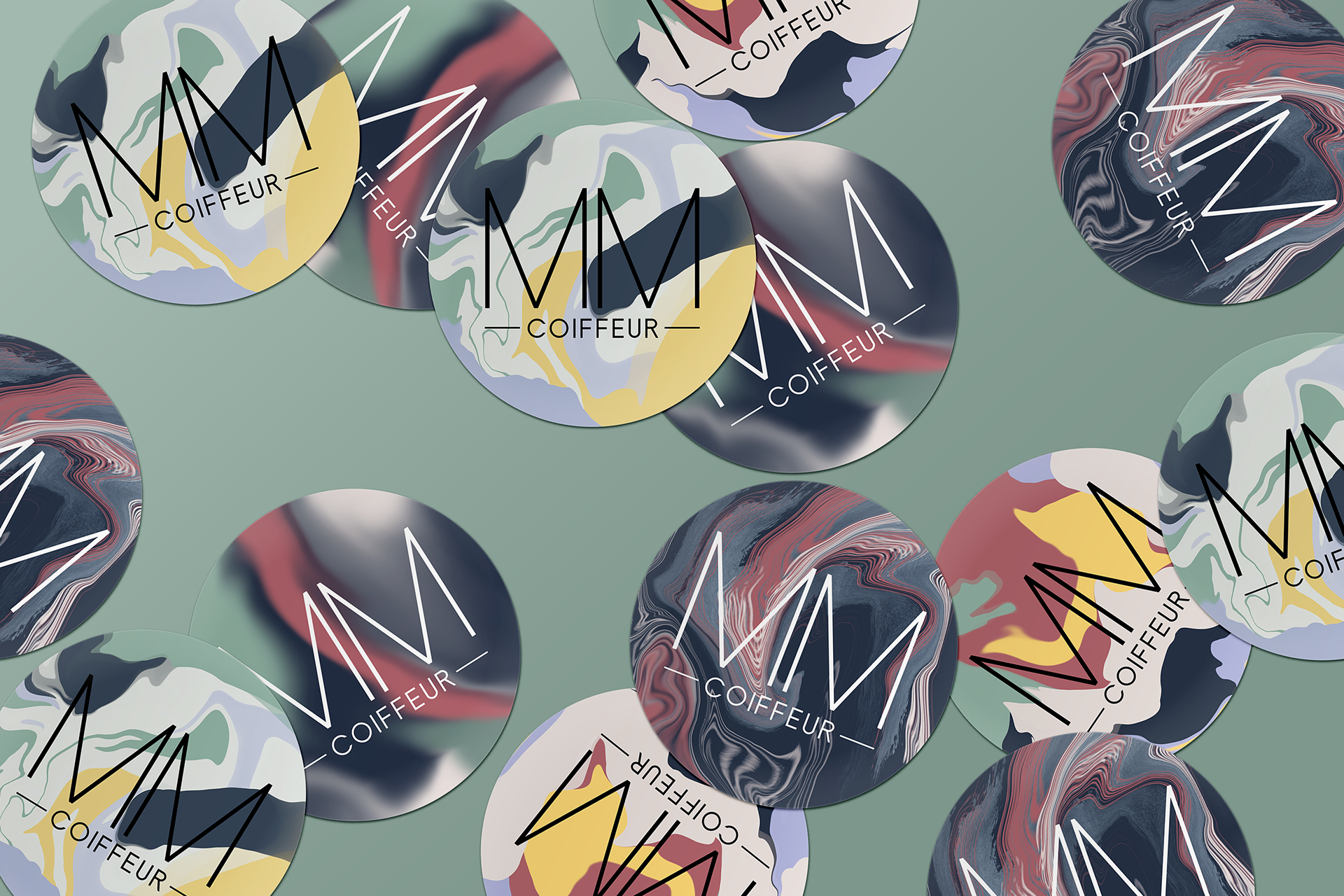 Sticker Entwurf für den Friseursalon "MM Coiffeur" in Berlin Köpenick, Design by Tina Thalmann