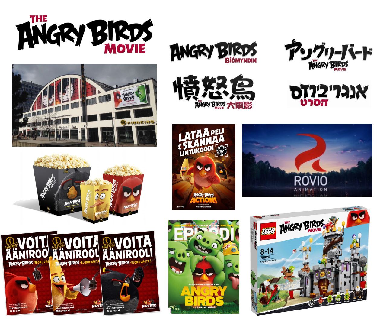 I designed all the international Angry Birds Movie logo variants trying to keep the feathery strokes consistent through different languages. I designed print materials for the movie premiere and art directed several collaborations.