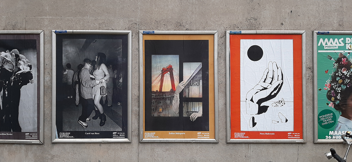 A poster about the corona lockdown, for 'publieke werken' in Rotterdam