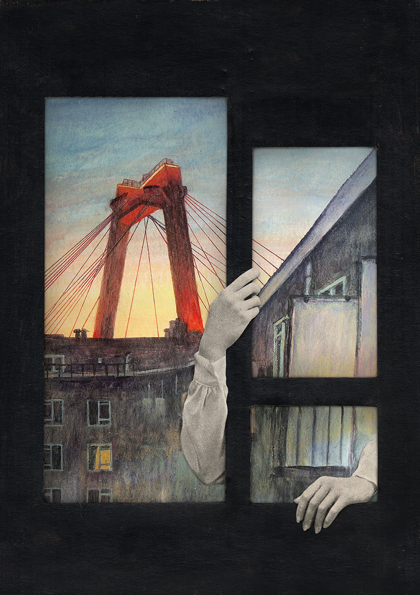 A poster about the corona lockdown, for 'publieke werken' in Rotterdam