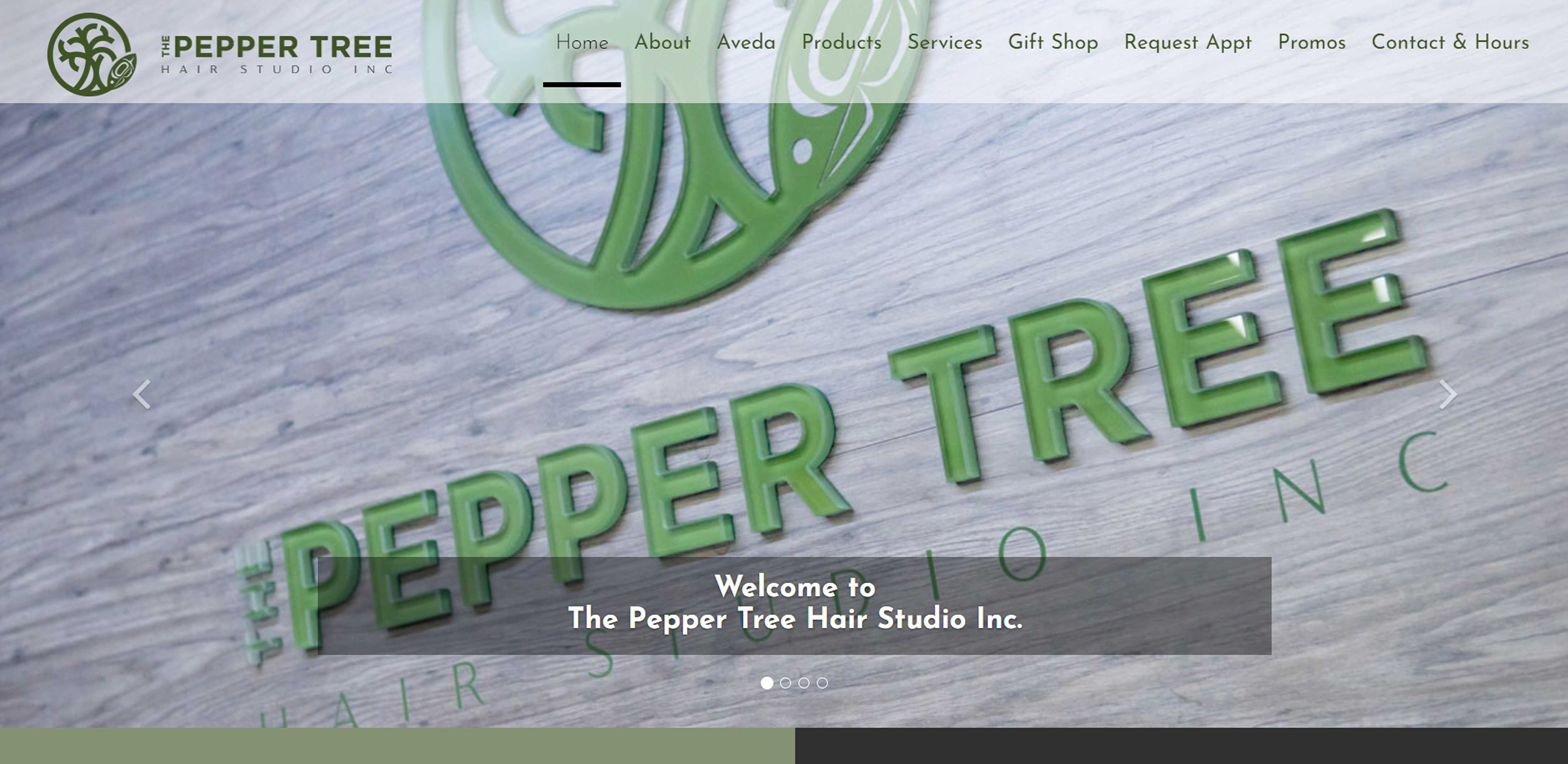 Pepper Tree Hair Salon Website Homepage