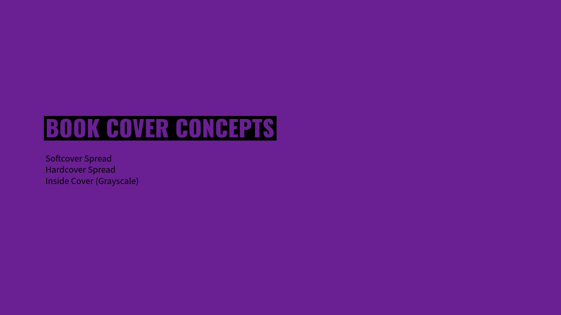 Book Cover Concept Needs
