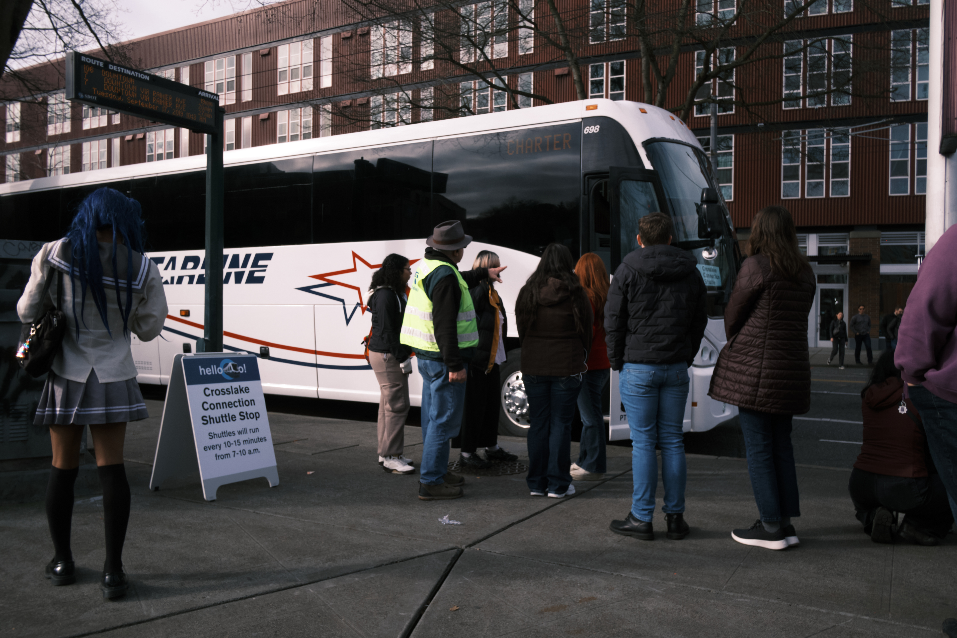 Journey began with an inaccessible shuttle bus to Judkins Park. Had to sit through two bus loads for a special van with a ramp.