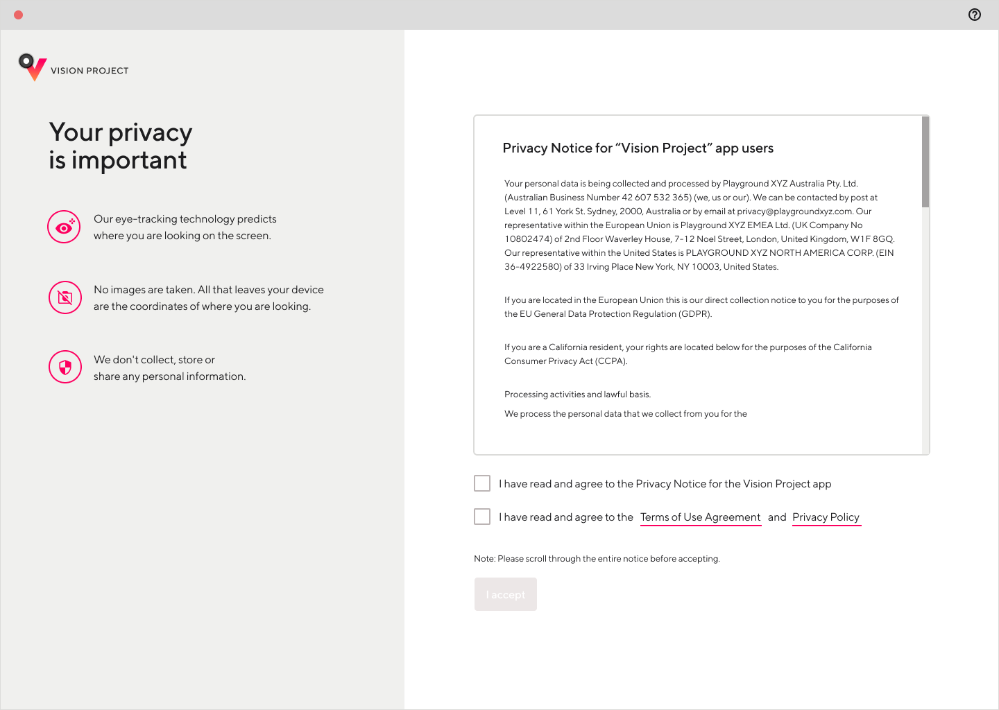 Privacy agreement