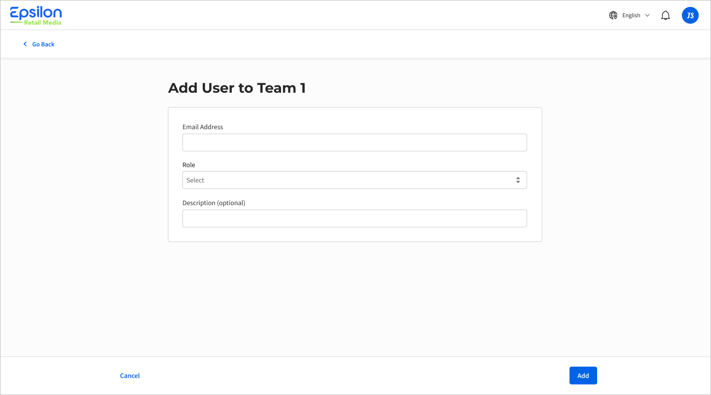Adding user to a team