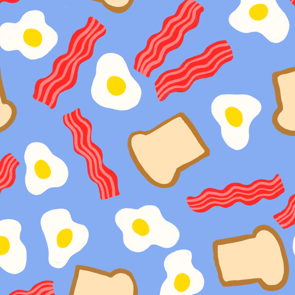 Eggs, Bacon, Toast.