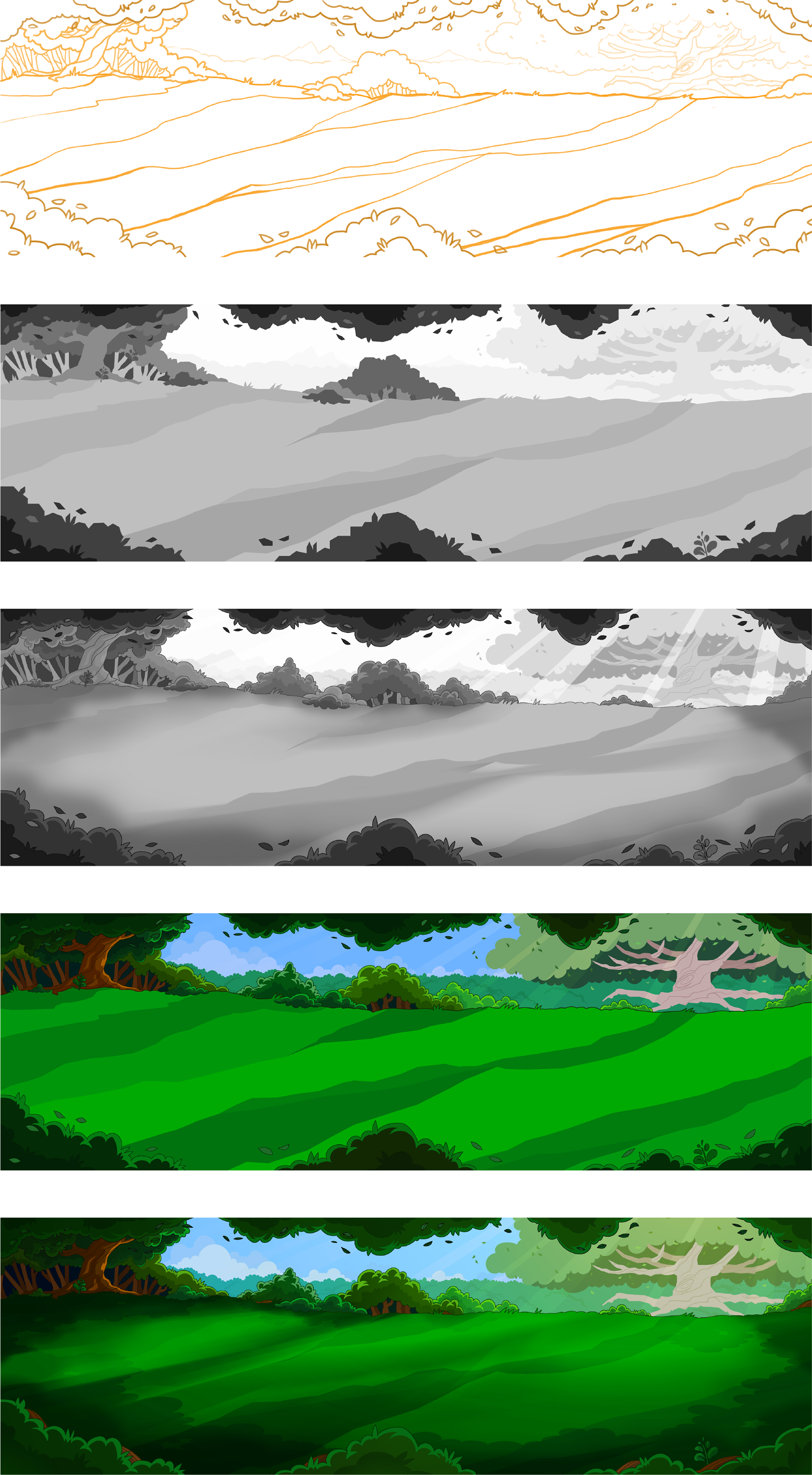Personal Art - Process exploration: Lines, Values, Gradients, Hues and Final Render