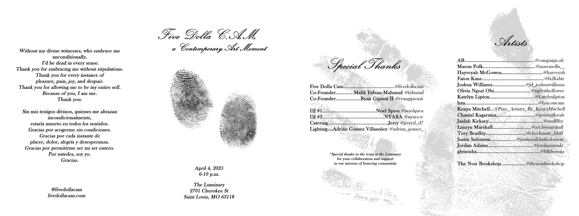 Informational Pamphlet designed by Malik Fabian-Mahmud