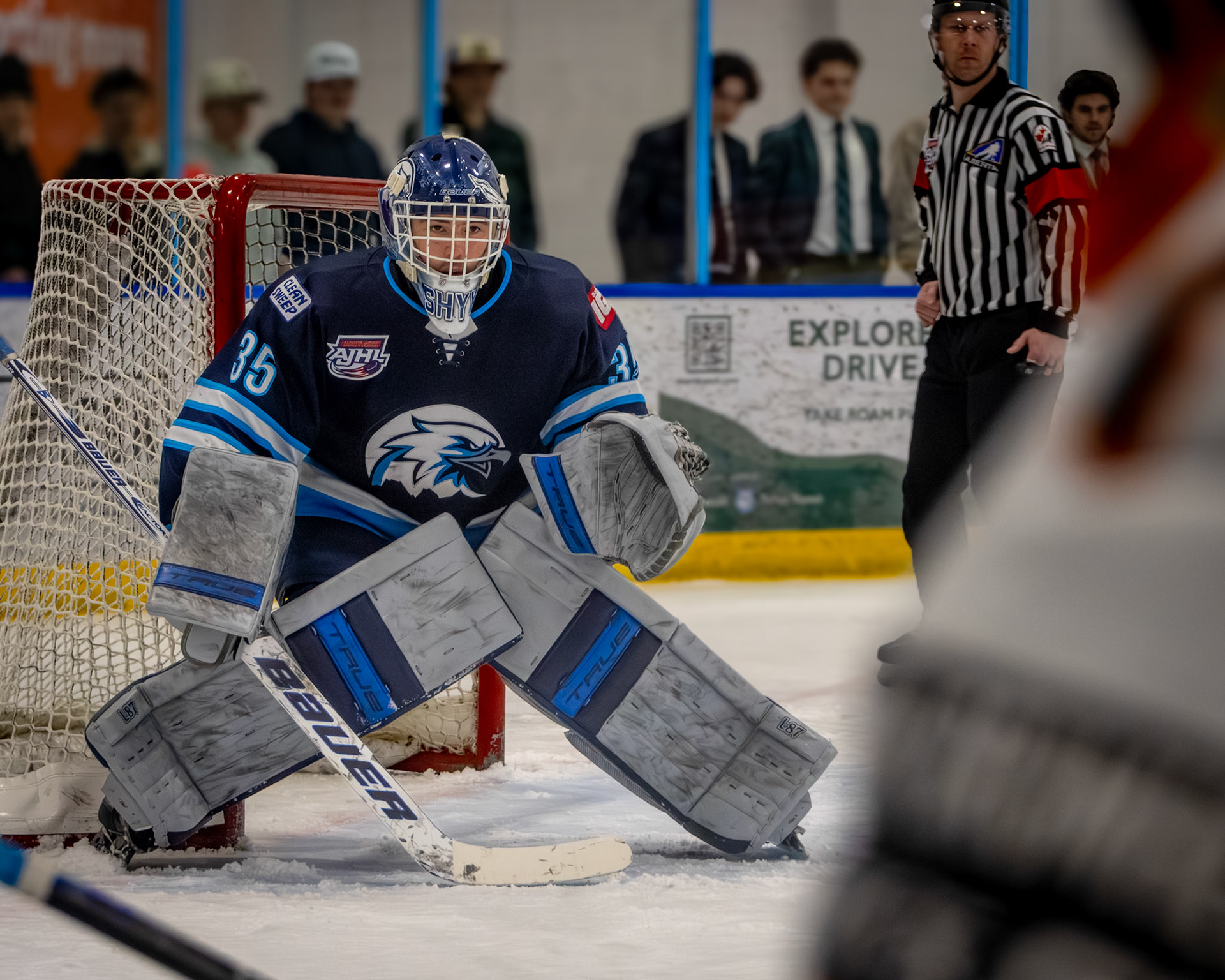 Canmore Eagles - AJHL Playoffs 2025-26 - #35 Alex Scheiwiller AKA "SHYY"