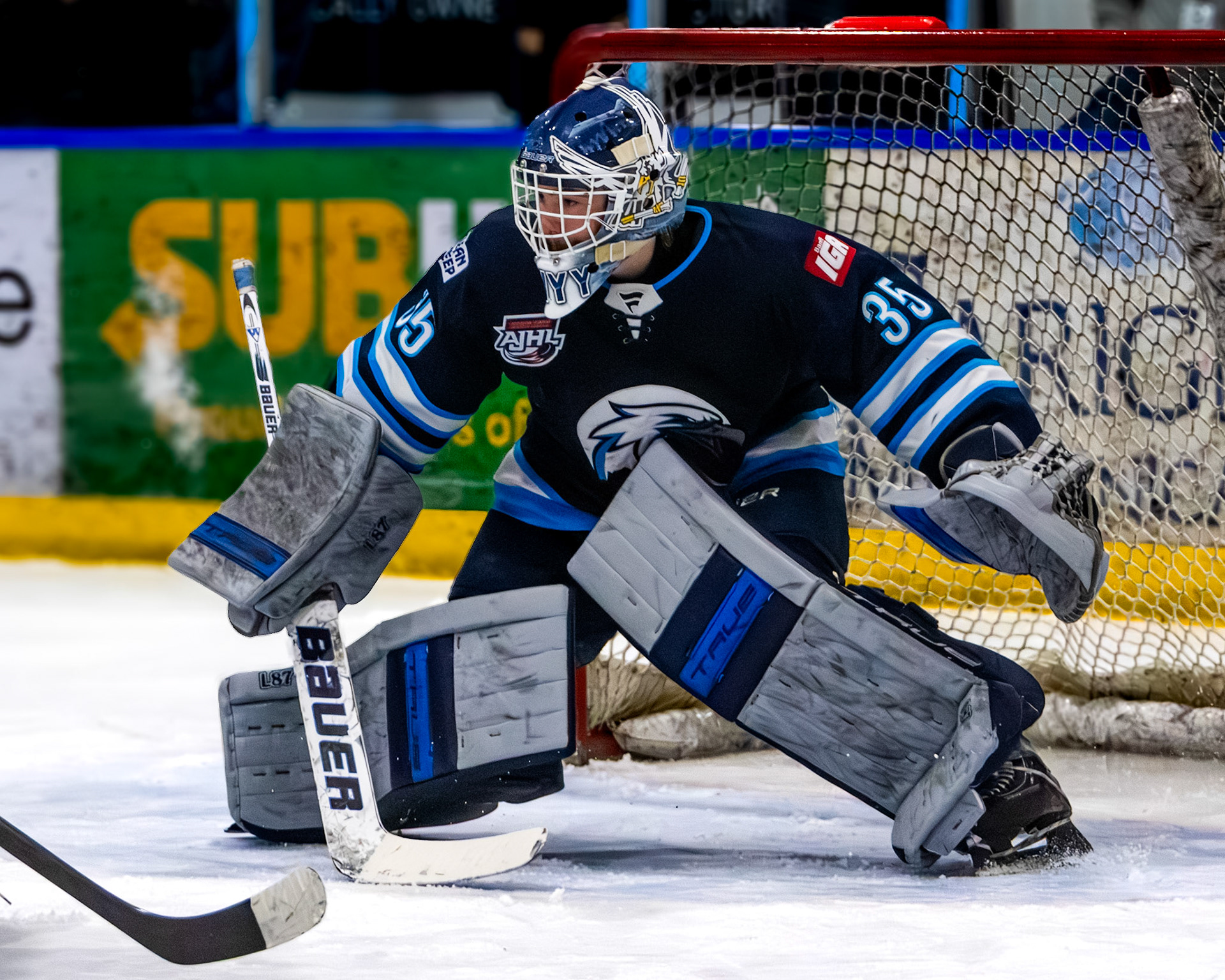Canmore Eagles - AJHL Playoffs 2025-26 - #35 Alex Scheiwiller AKA "SHYY"