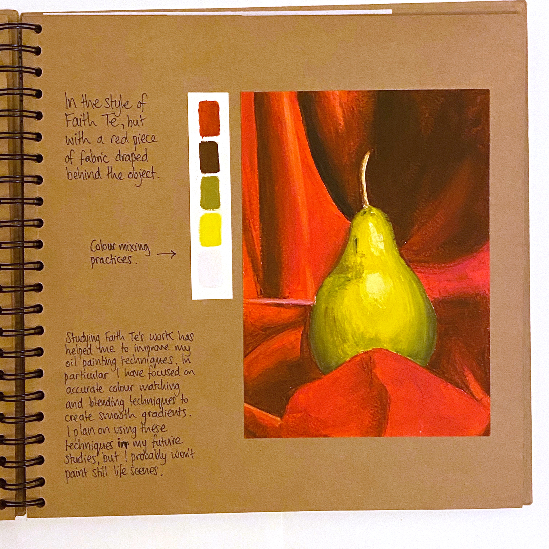 Oil paint studies in the style of Faith Te
