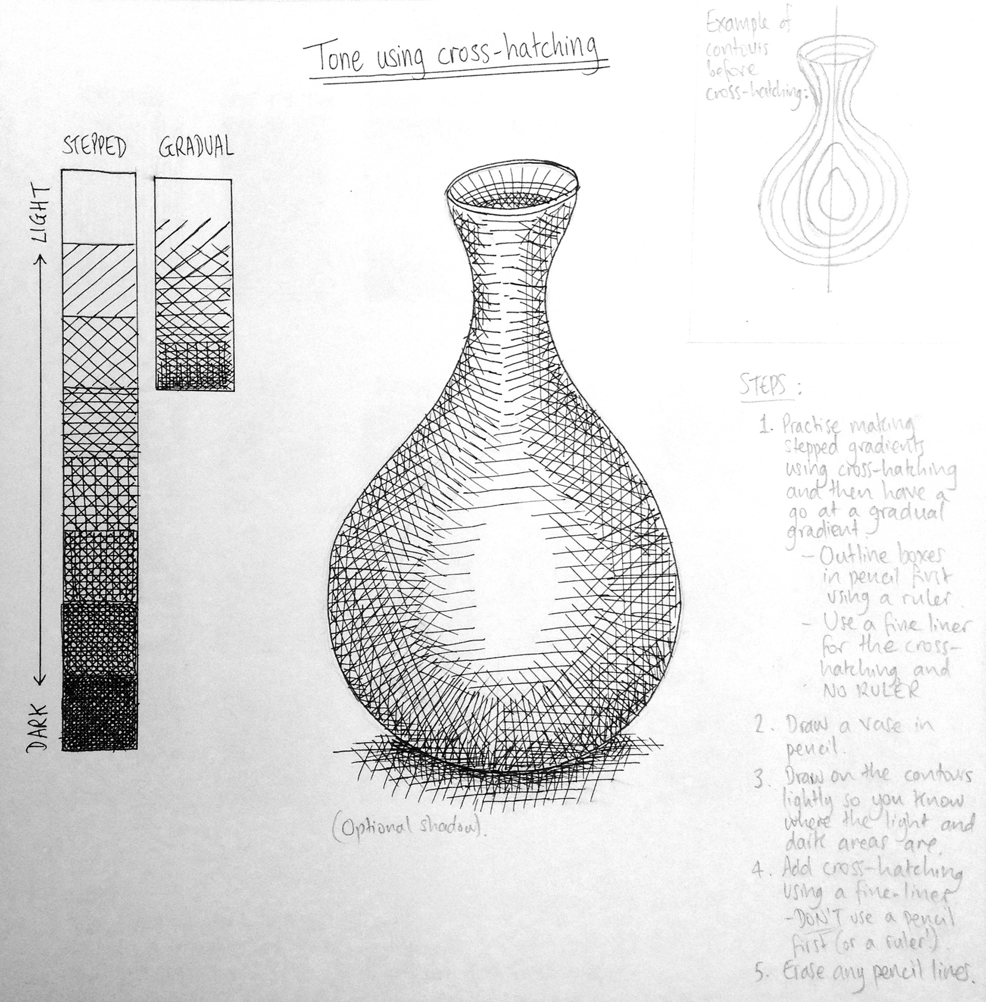 cross drawings in pencil